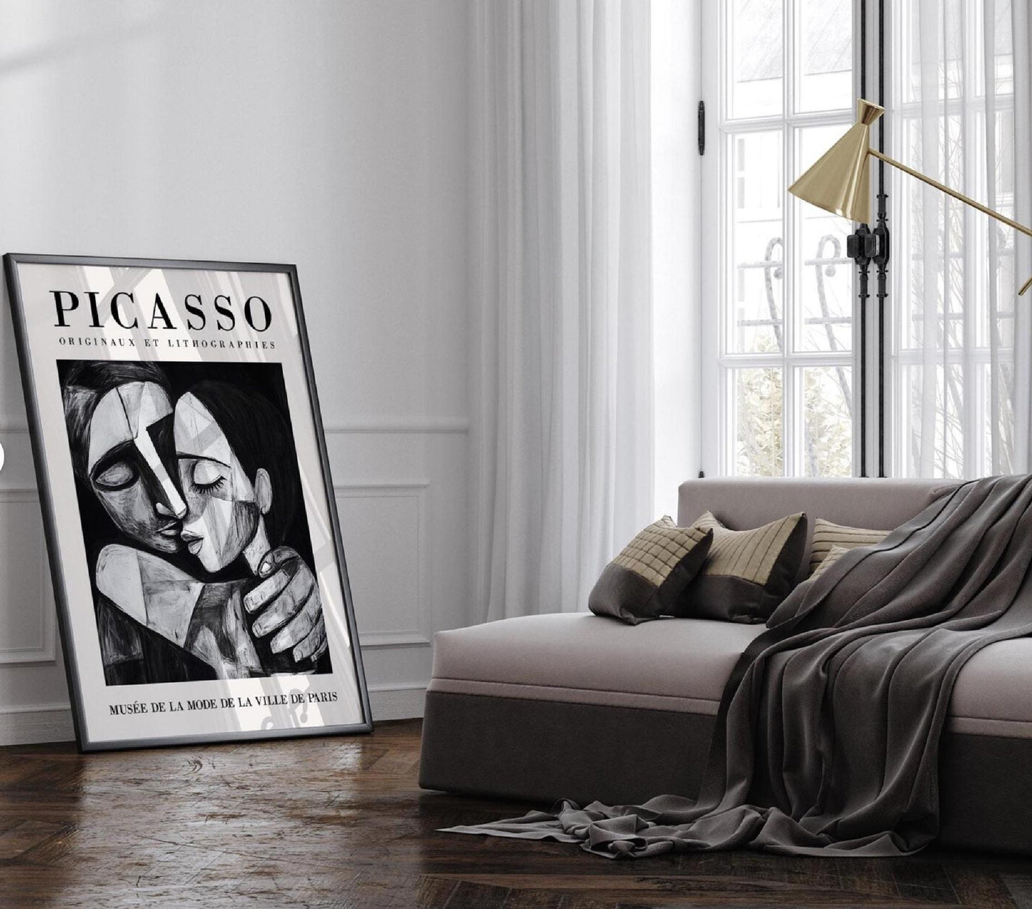 Picasso Hug Exhibition Wall Art Poster, Abstract Minimalist Print, Famous Artist Gallery Decor, Modern Housewarming Gift Idea