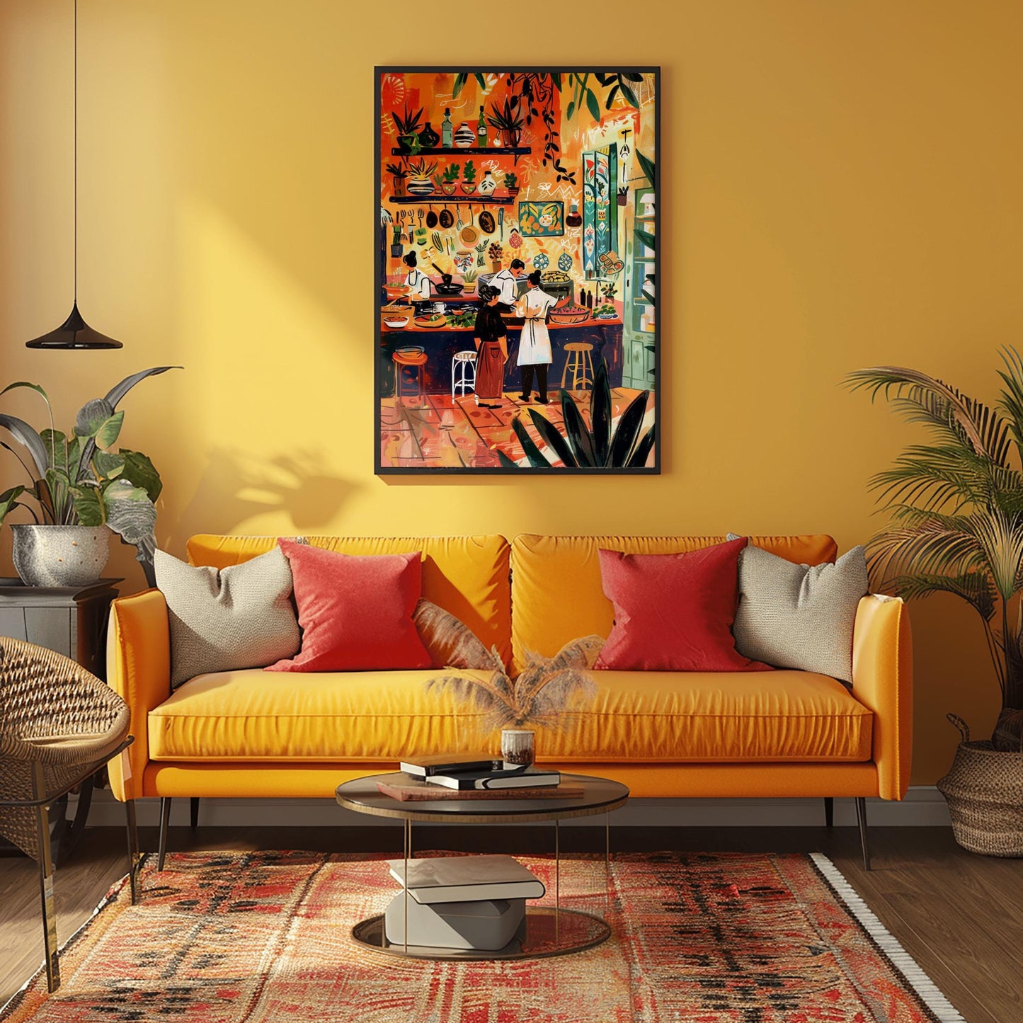 Henri Matisse Inspired Print with Frame, Colorful Matisse Poster, Matisse Art Print, Living Room Retro Wall Art, Exhibition Gallery Wall