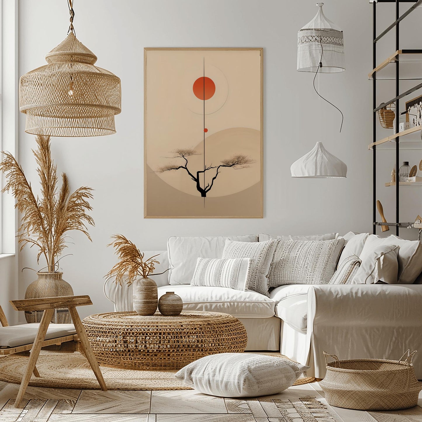 Japanese Wall Art, Neutral Abstract Painting Aesthetic Posters, Willow Tree Gallery Wall Prints, Japan Scandinavian Decor, Water Color Art