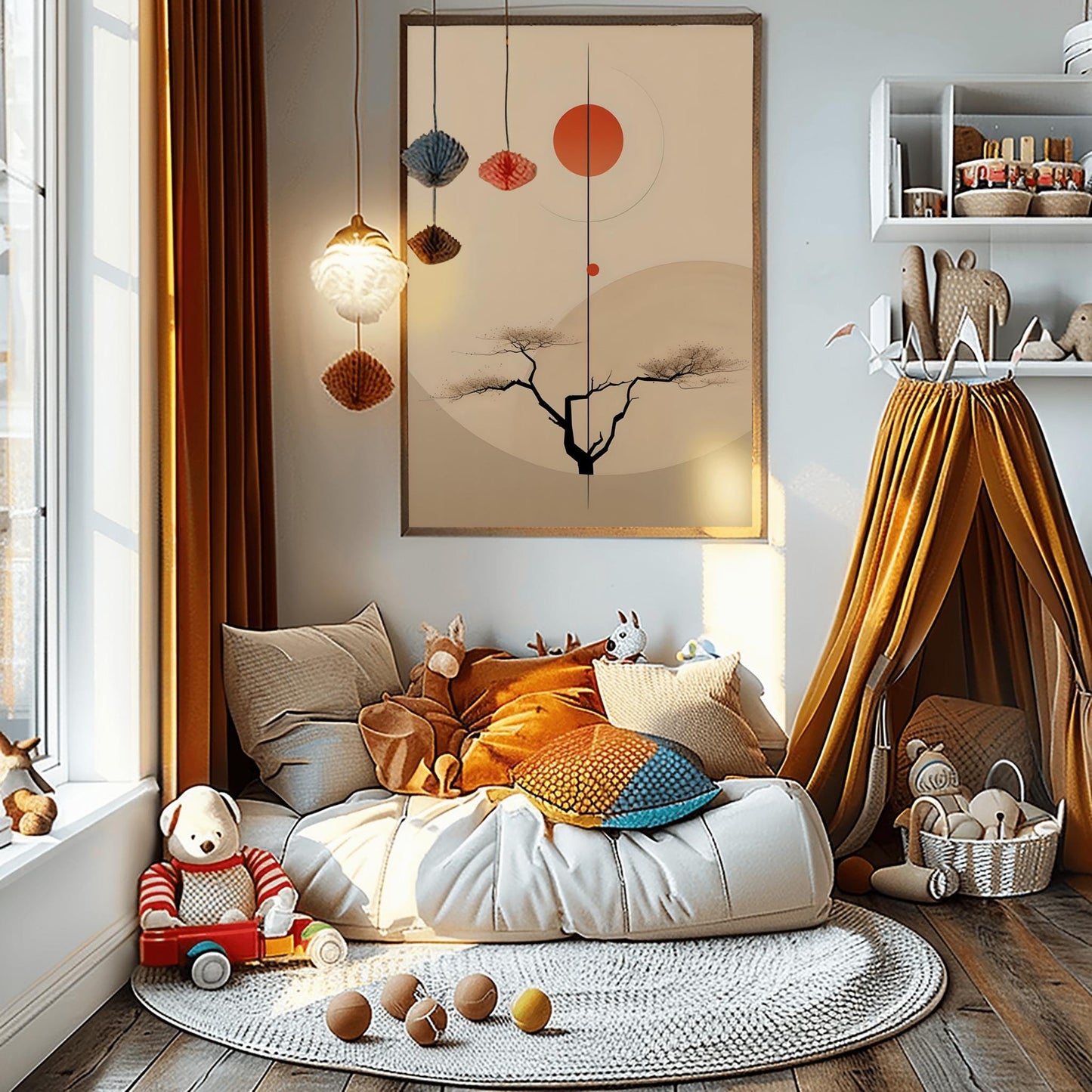 Japanese Wall Art, Neutral Abstract Painting Aesthetic Posters, Willow Tree Gallery Wall Prints, Japan Scandinavian Decor, Water Color Art