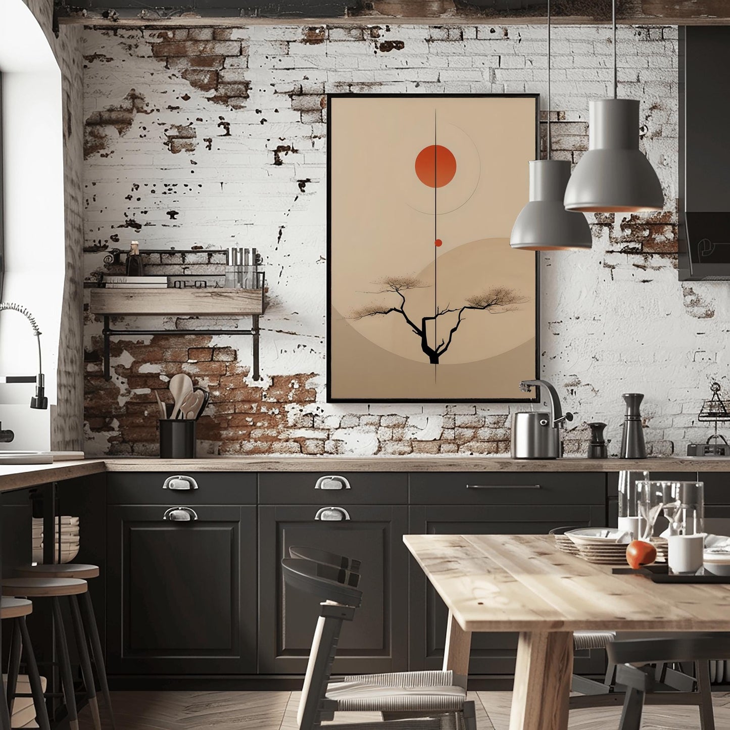 Japanese Wall Art, Neutral Abstract Painting Aesthetic Posters, Willow Tree Gallery Wall Prints, Japan Scandinavian Decor, Water Color Art
