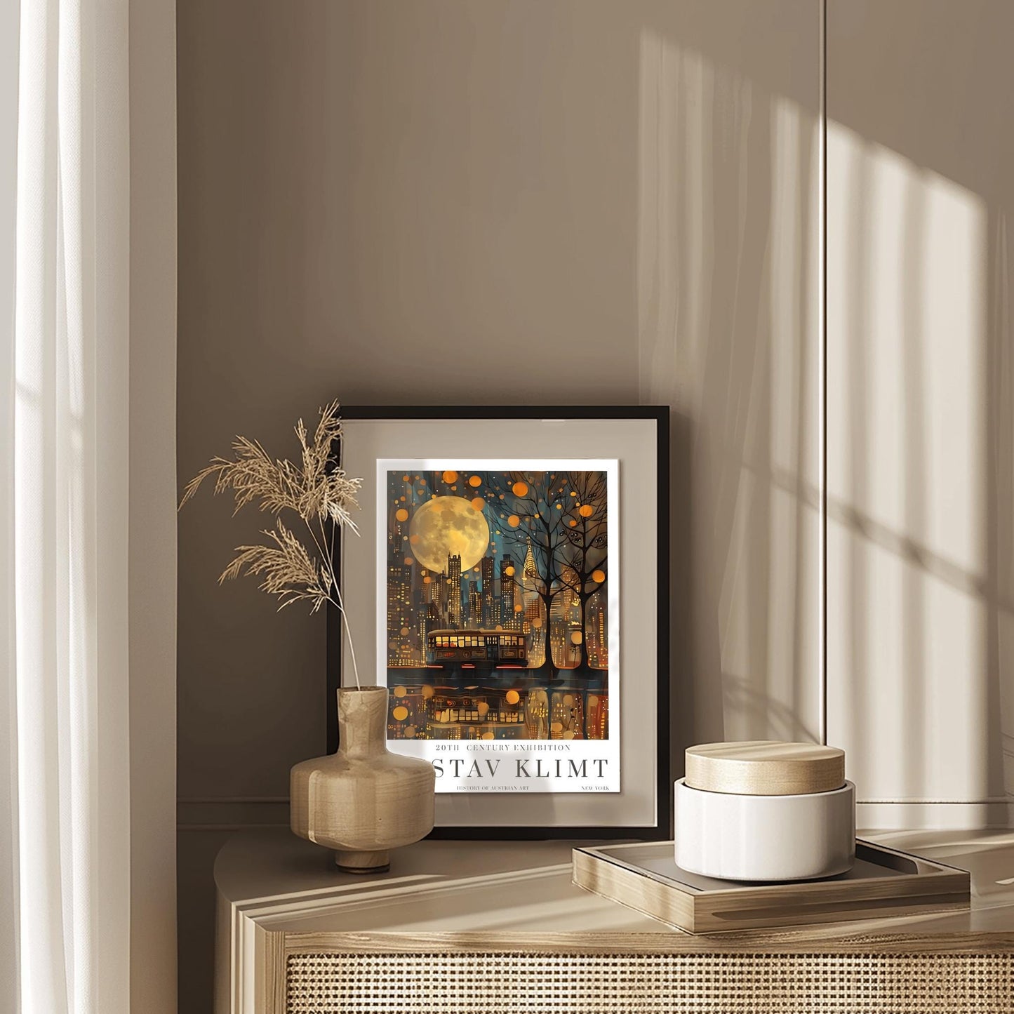 Gustav Klimt Moon Night Print - Klimt Museum & Exhibition Poster, Flower Garden Art, Classic Gustav Klimt Painting Wall Decor