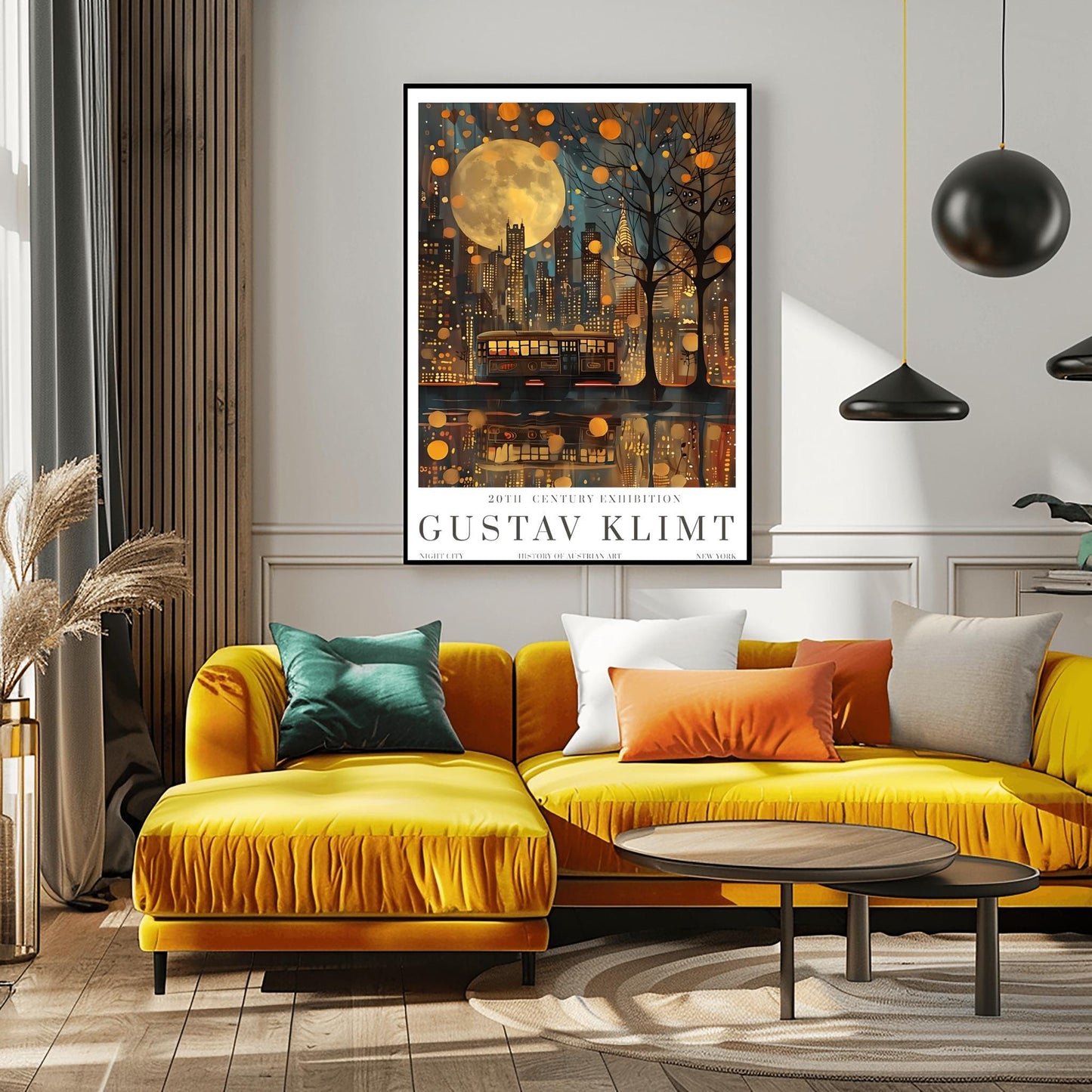 Gustav Klimt Moon Night Print - Klimt Museum & Exhibition Poster, Flower Garden Art, Classic Gustav Klimt Painting Wall Decor