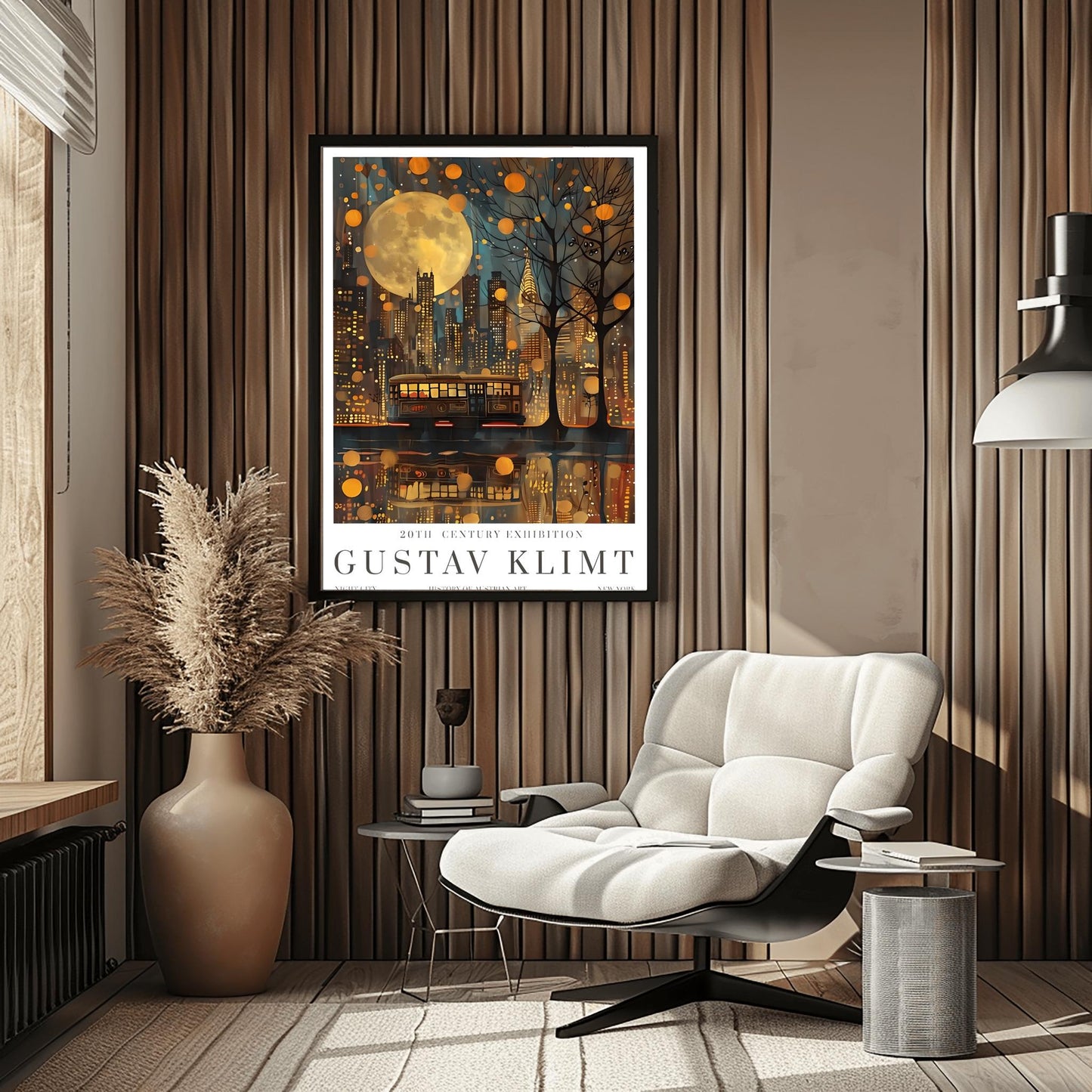 Gustav Klimt Moon Night Print - Klimt Museum & Exhibition Poster, Flower Garden Art, Classic Gustav Klimt Painting Wall Decor