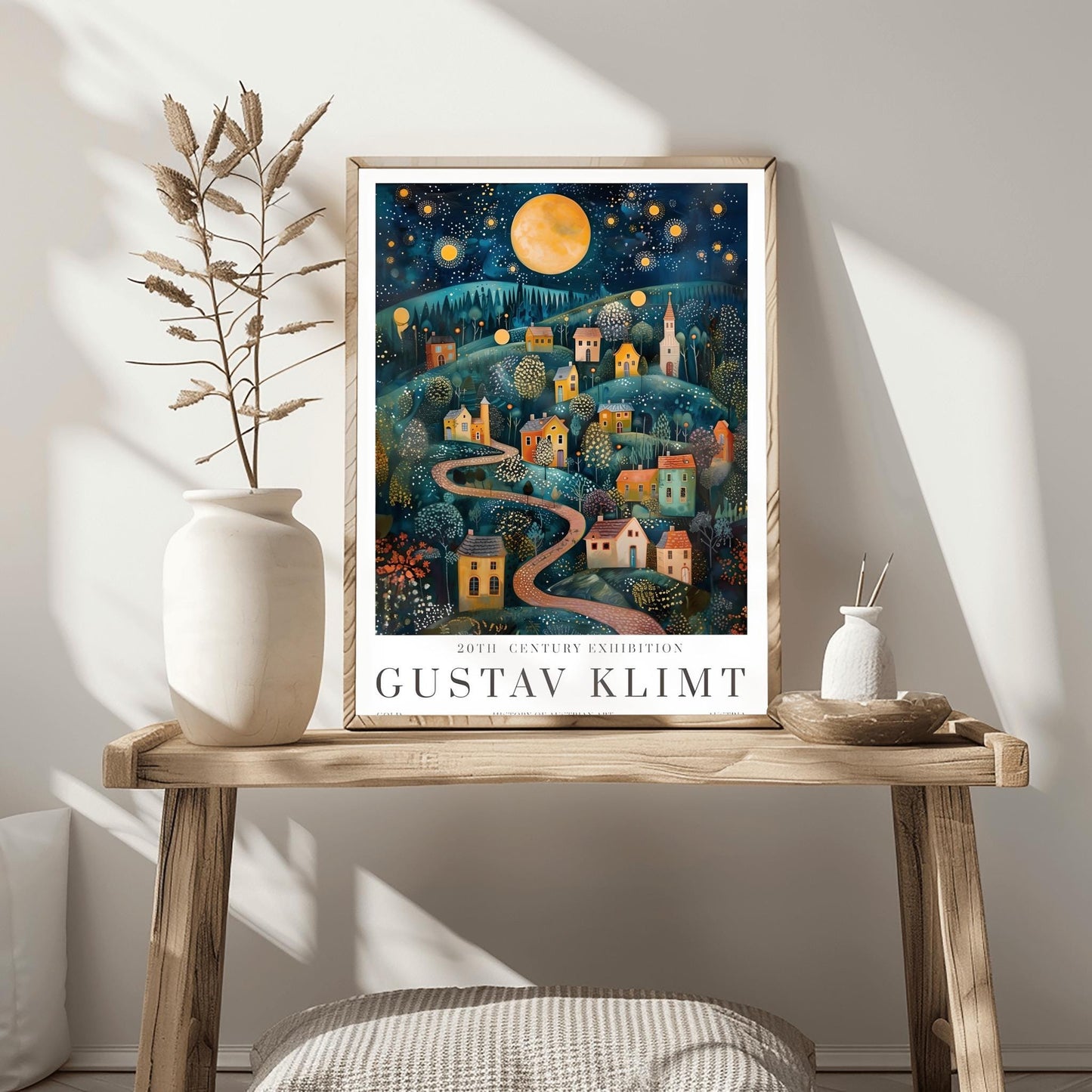 Gustav Klimt Moon Night Print - Klimt Museum & Exhibition Poster, Flower Garden Art Wall Decor