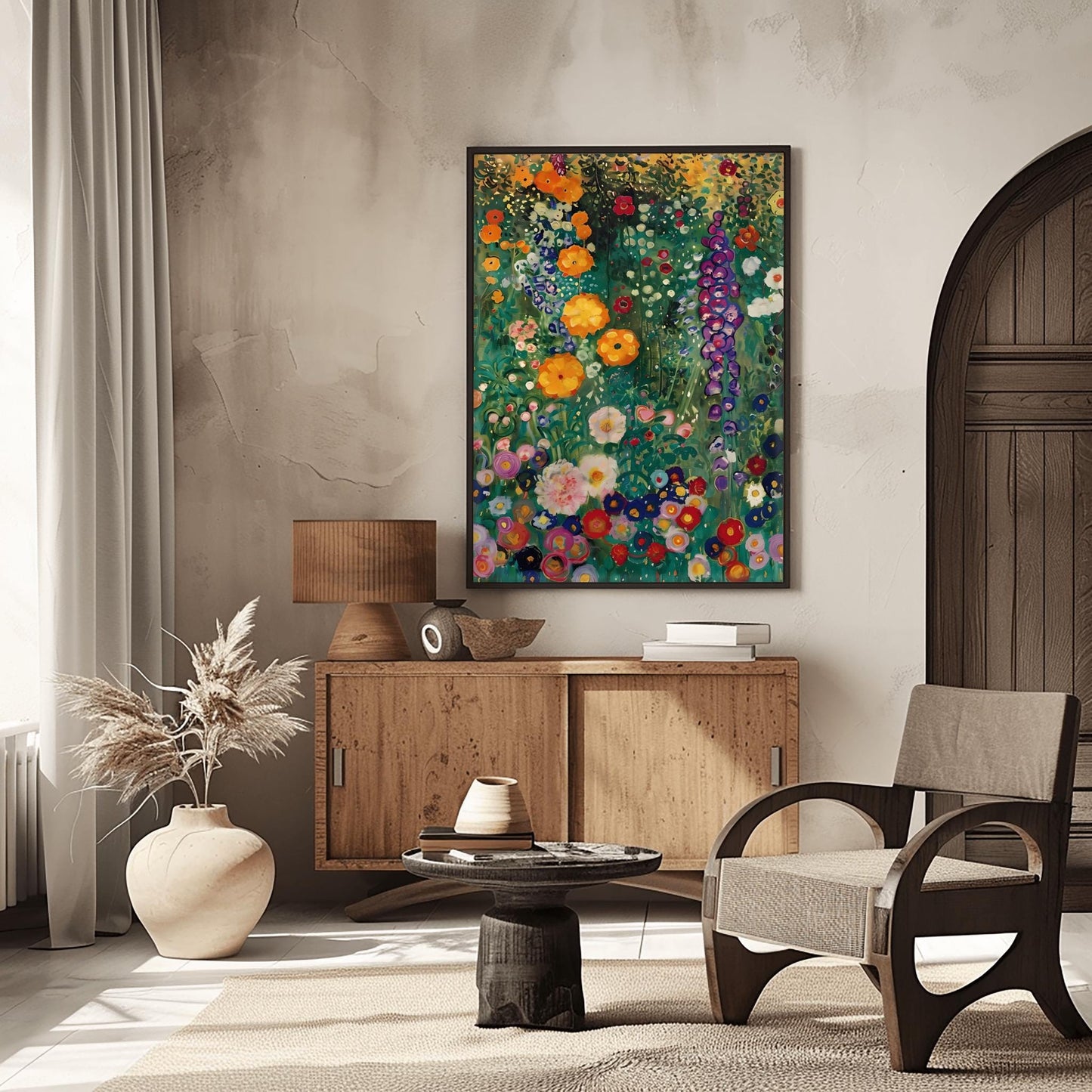 Klimt Painting Farm Garden Poster - Floral Wall Decor, Art Gift Idea, Flowers Art Print, Above Bed or Dorm Room Decor
