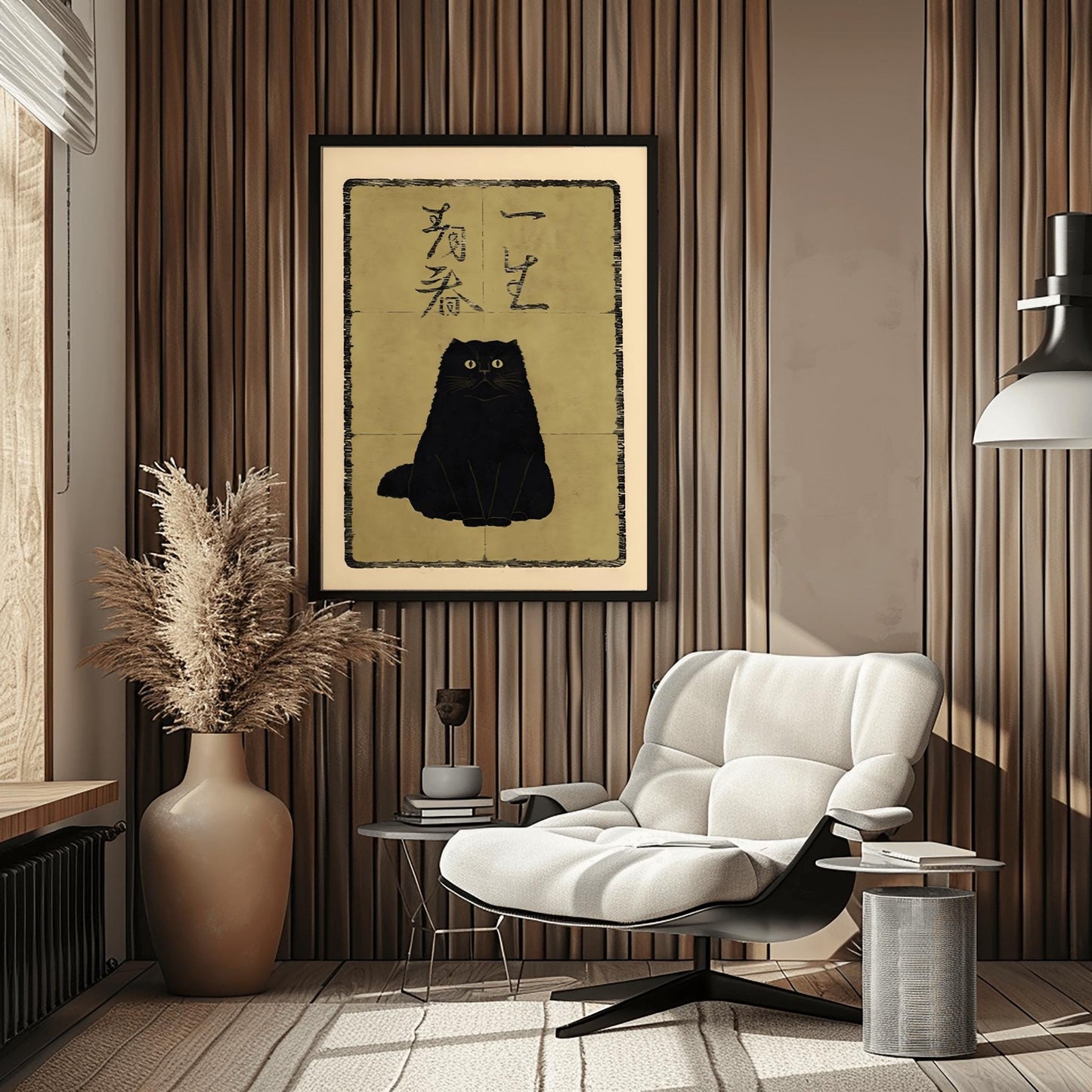 Japanese Cat Poster, Japanese Cat Art Print, Black Cat, Animal Wall Art Decor, Animal Art Print, Cat Lovers Gift, Oriental Art, All Sizes