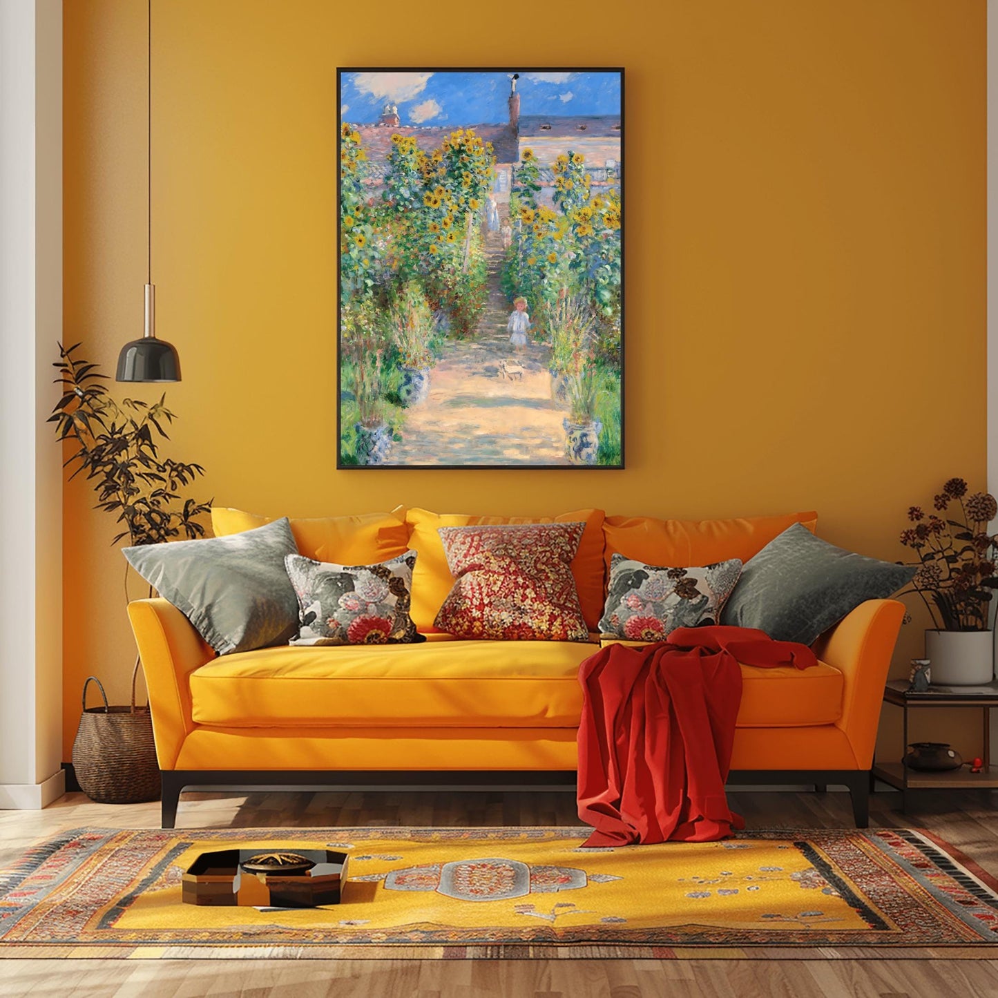 Claude Monet Garden at Vetheuil | Impressionist Landscape Painting | Garden Print | Sunflower Print | Monet Wall Art | Poster Print