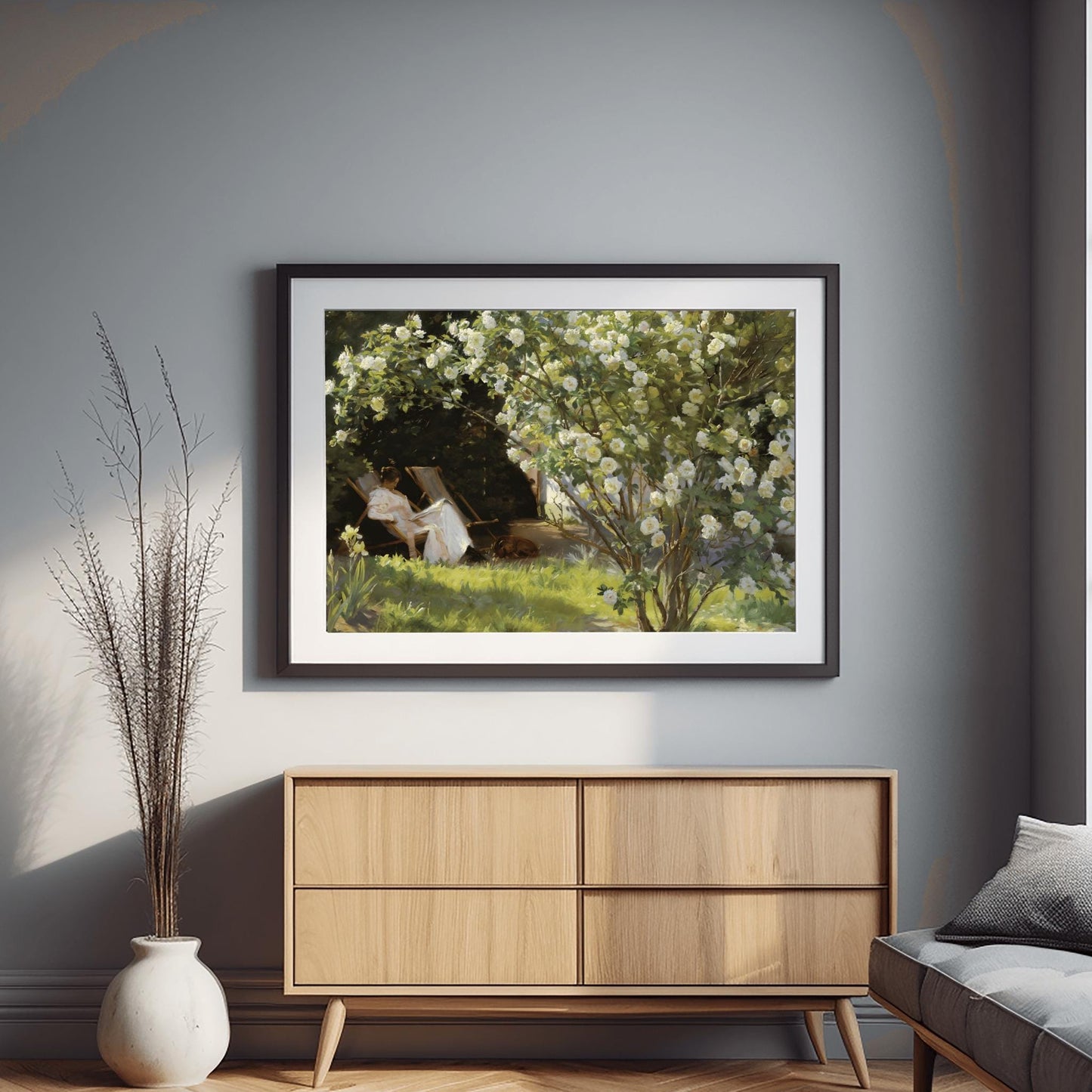 French Garden | Country Art Print | Vintage Landscape Painting | Victorian Woman Reading Poster | Poster Wall Art | Majestic Art