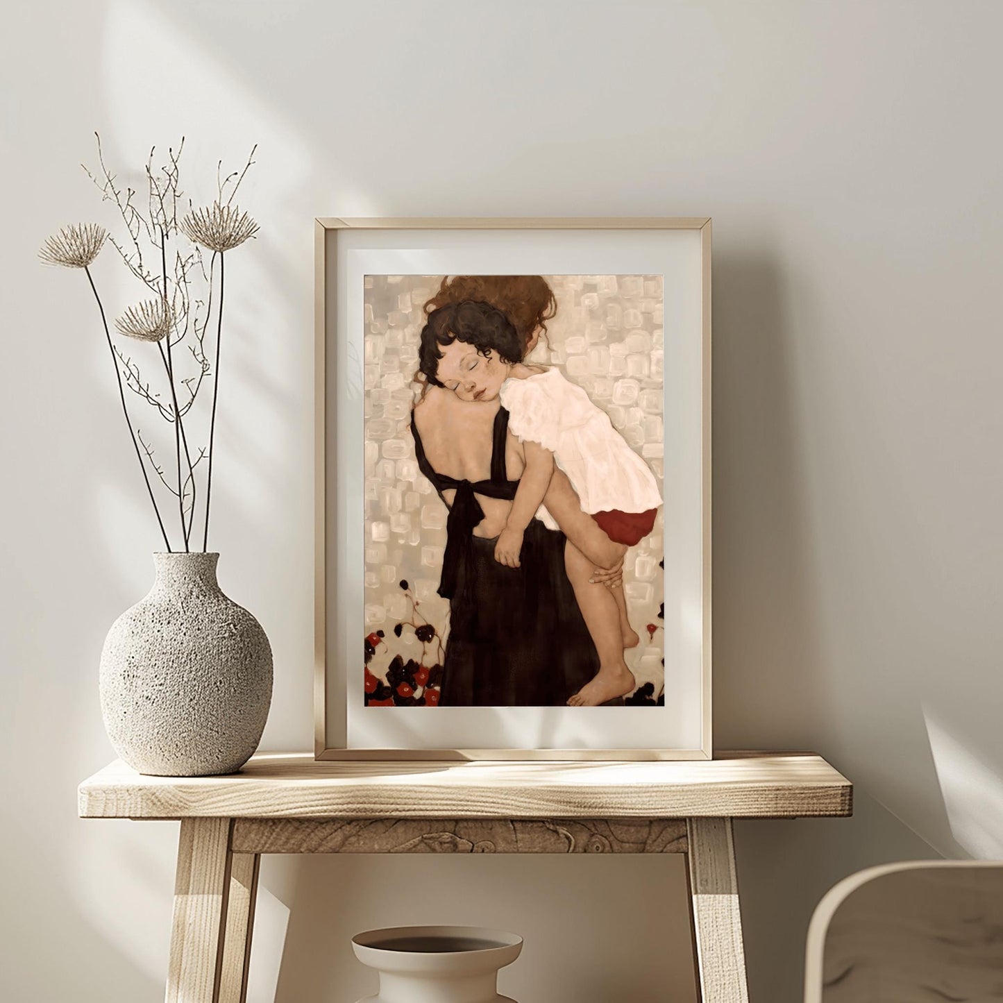 Gustav Klimt Mother and Child Canvas, Mother and Child Print, Gustav Klimt Poster, Canvas Wall Art, Gift for Wife, Gift for Mom