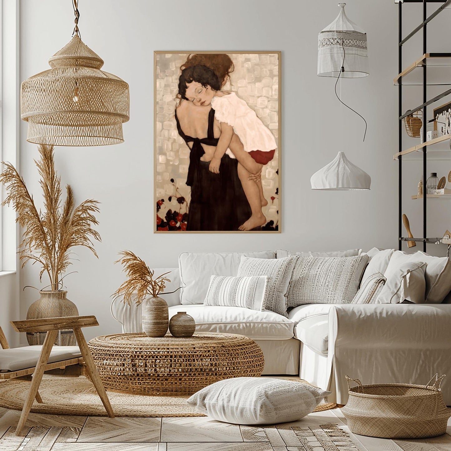 Gustav Klimt Mother and Child Canvas, Mother and Child Print, Gustav Klimt Poster, Canvas Wall Art, Gift for Wife, Gift for Mom