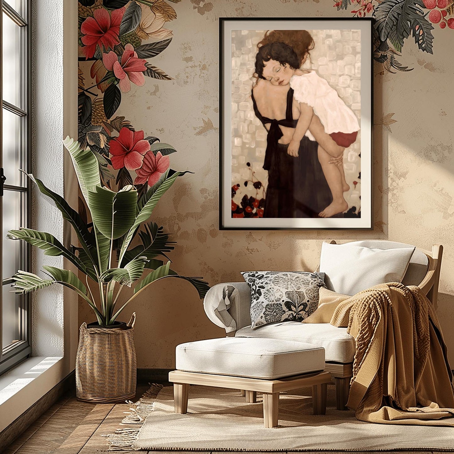Gustav Klimt Mother and Child Canvas, Mother and Child Print, Gustav Klimt Poster, Canvas Wall Art, Gift for Wife, Gift for Mom