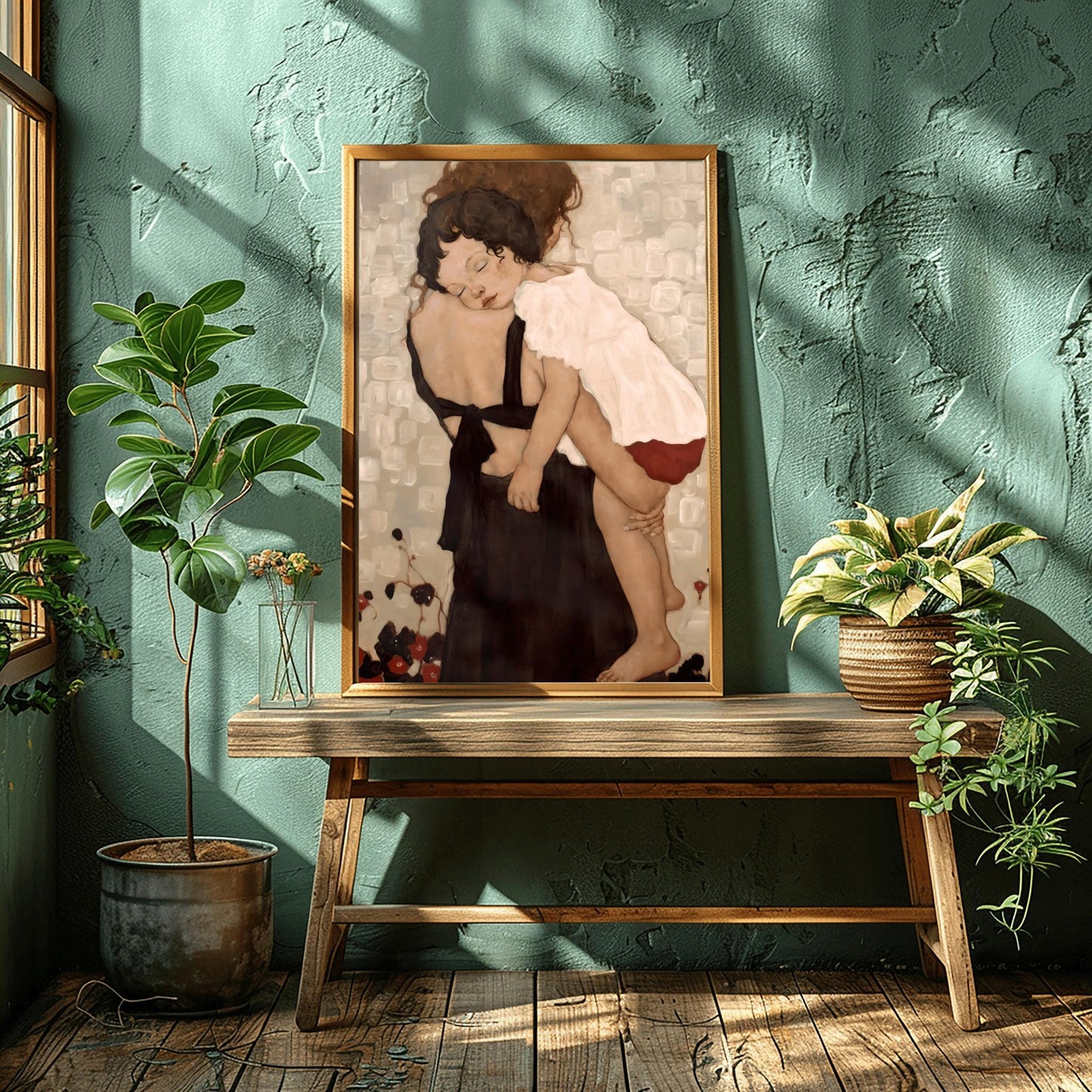 Gustav Klimt Mother and Child Canvas, Mother and Child Print, Gustav Klimt Poster, Canvas Wall Art, Gift for Wife, Gift for Mom