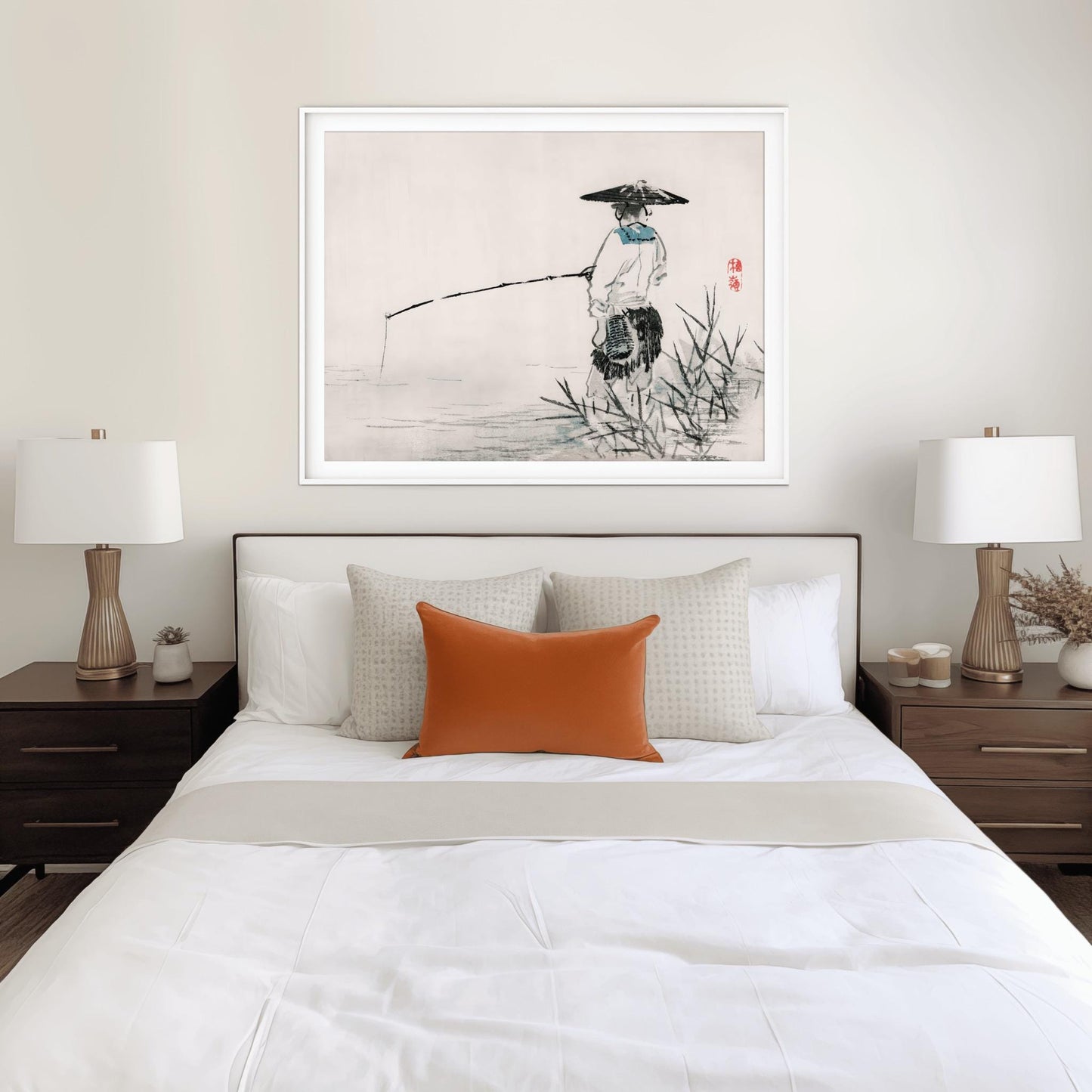 Japanese Animal Art Kōno Bairei Fisherman Sumi-e Print | Zen Wall Decor | Traditional Asian Nature Poster