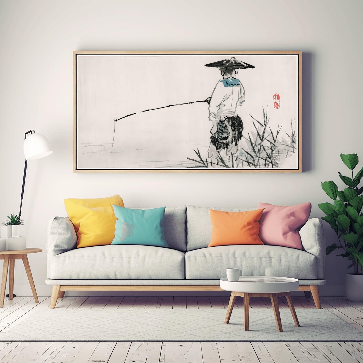 Japanese Animal Art Kōno Bairei Fisherman Sumi-e Print | Zen Wall Decor | Traditional Asian Nature Poster