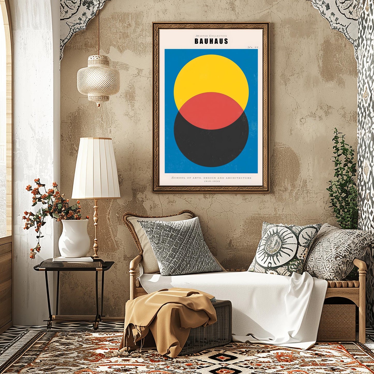 Colorful Bauhaus Poster | Overlapping Circles Art Print | Mid Century Modern Wall Art | Abstract Geometric Design | School of Arts Decor