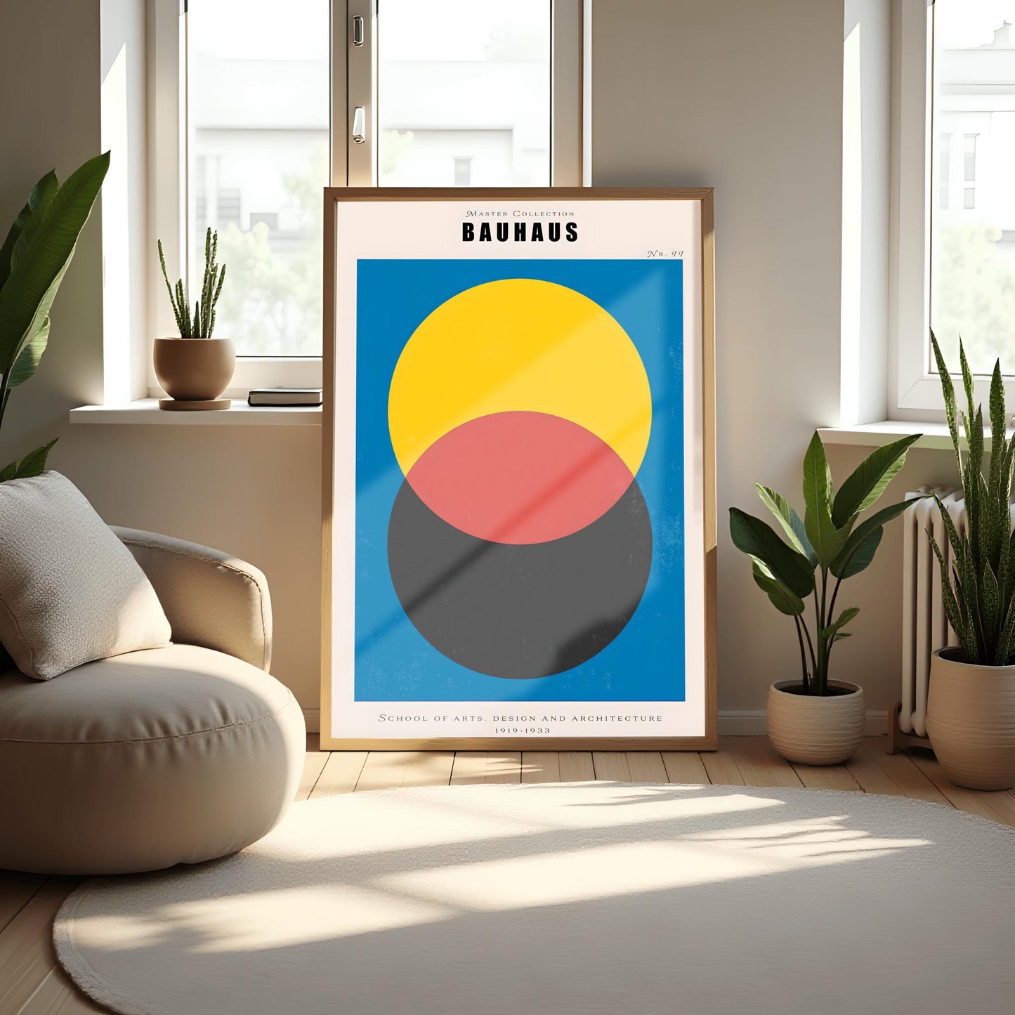 Colorful Bauhaus Poster | Overlapping Circles Art Print | Mid Century Modern Wall Art | Abstract Geometric Design | School of Arts Decor