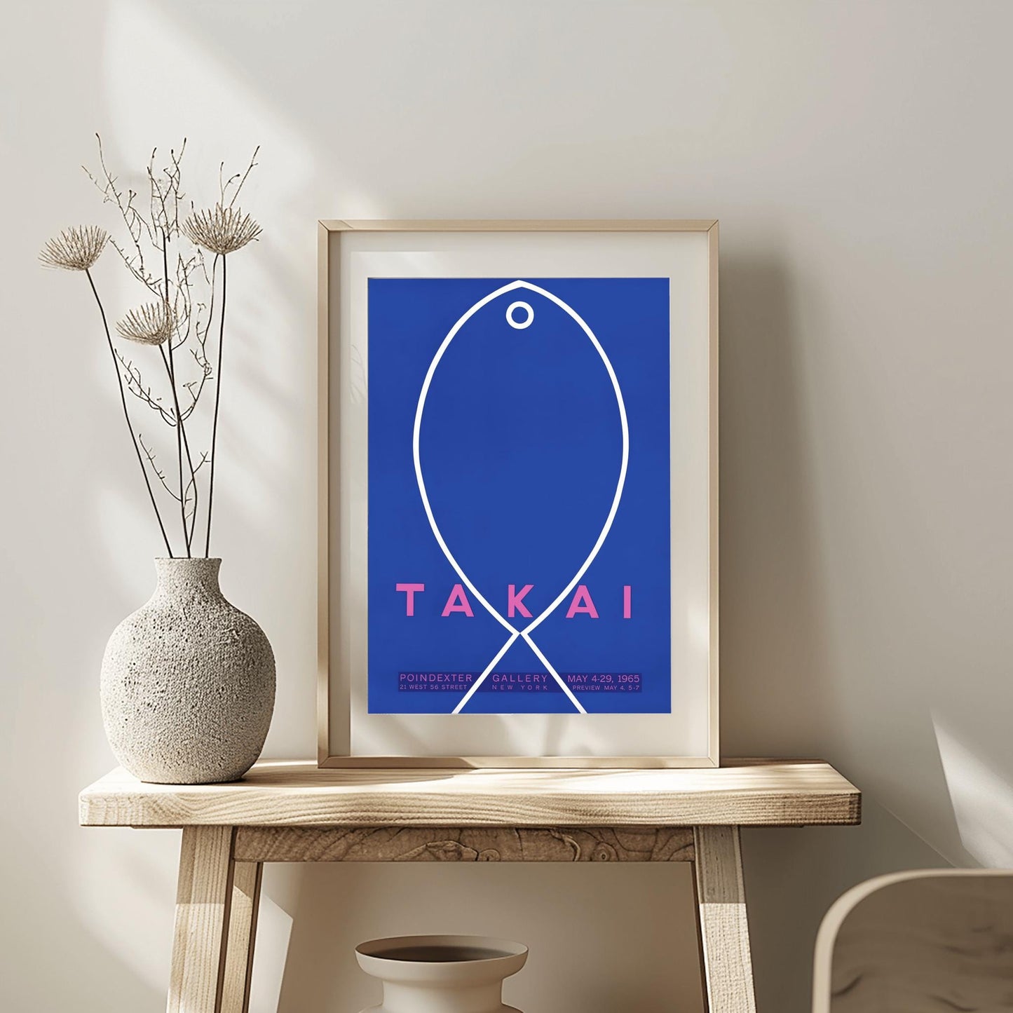 Minimalist Fishbone Art Print | Abstract Fish Poster | Takai Exhibition Gallery Wall Art | Mid-Century Modern Design | Nautical Decor