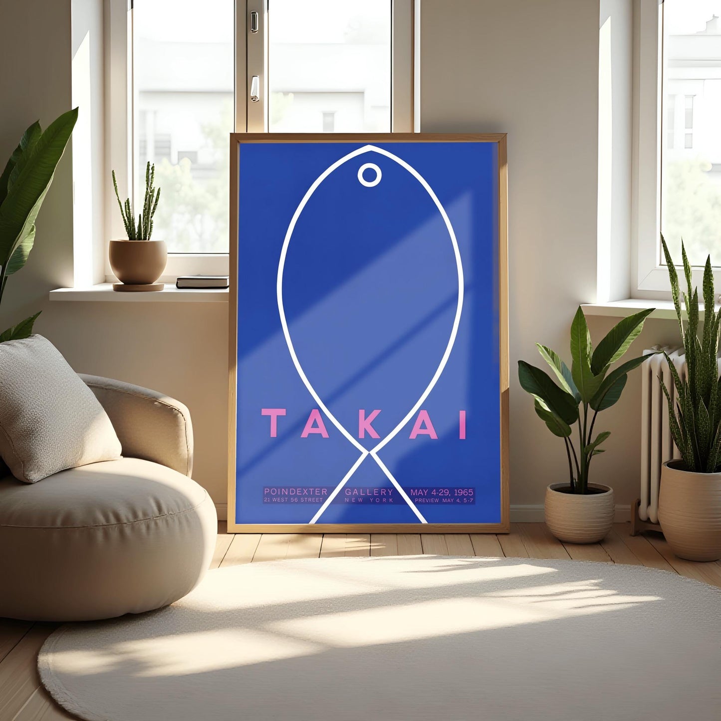 Minimalist Fishbone Art Print | Abstract Fish Poster | Takai Exhibition Gallery Wall Art | Mid-Century Modern Design | Nautical Decor
