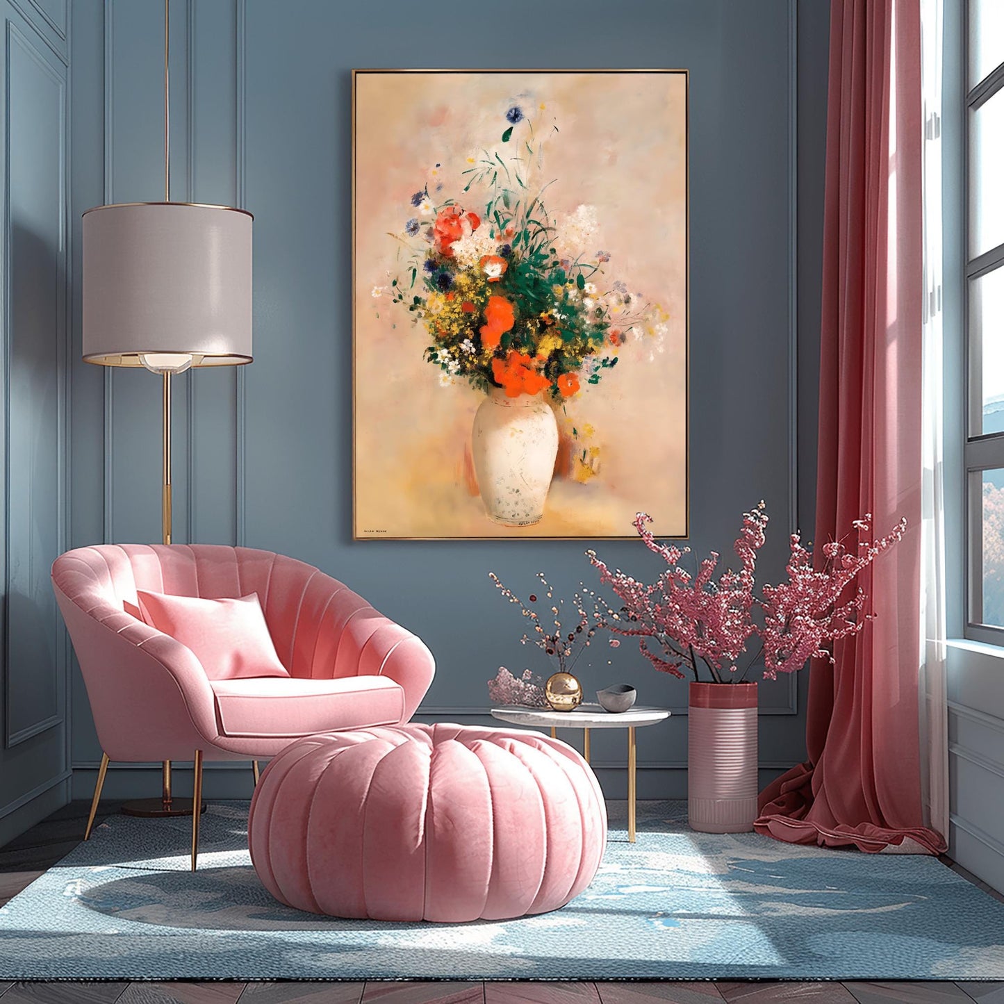 Renoir Impressionist Floral Print | Vibrant Flower Bouquet Art | Ceramic Vase Painting | Classic Home Decor Gift | Fine Art Reproduction
