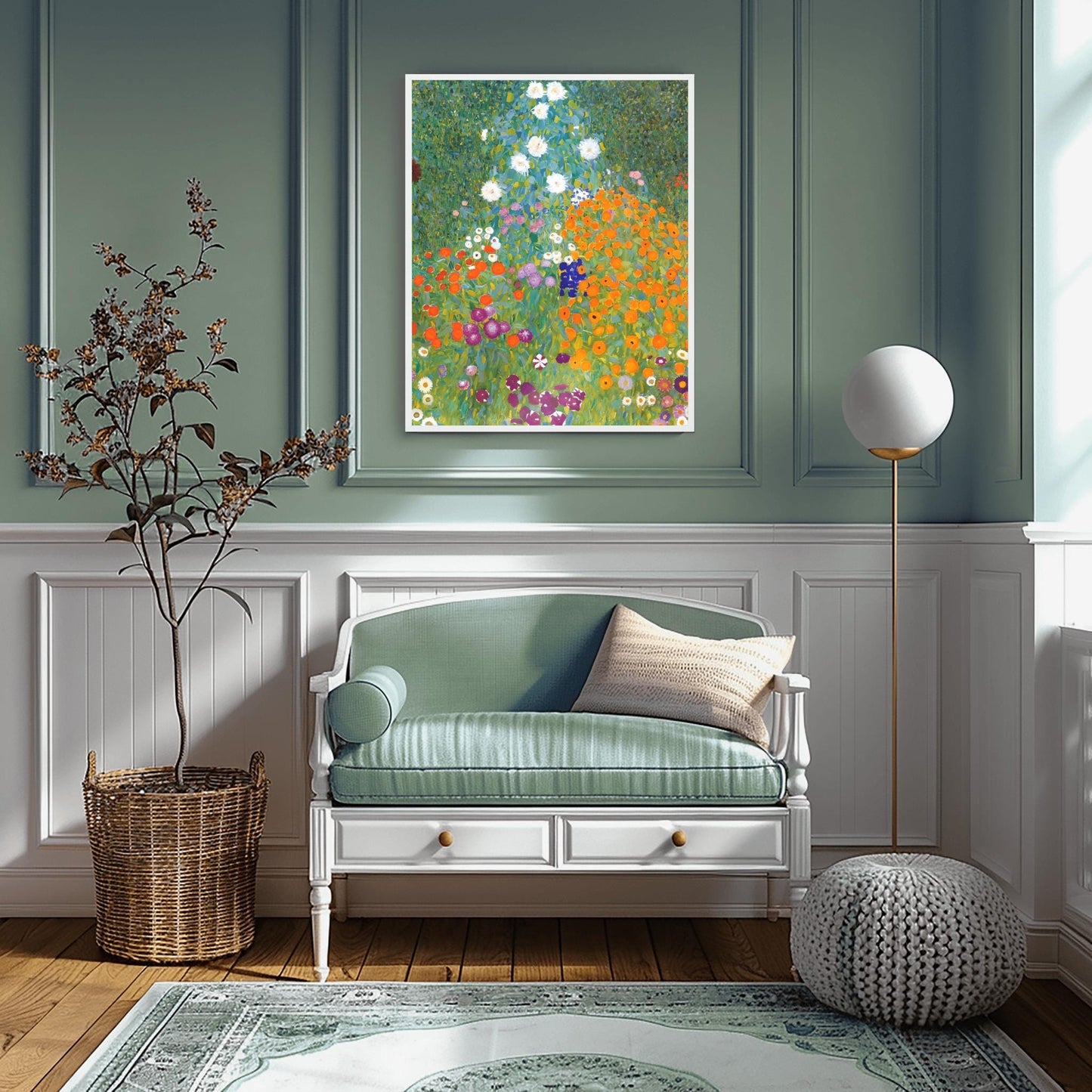 Gustav Klimt Inspired Garden Print | Vibrant Floral Impressionist Art | Lush Flower Field Wall Decor | Boho Home Decor Gift | Fine Art Print