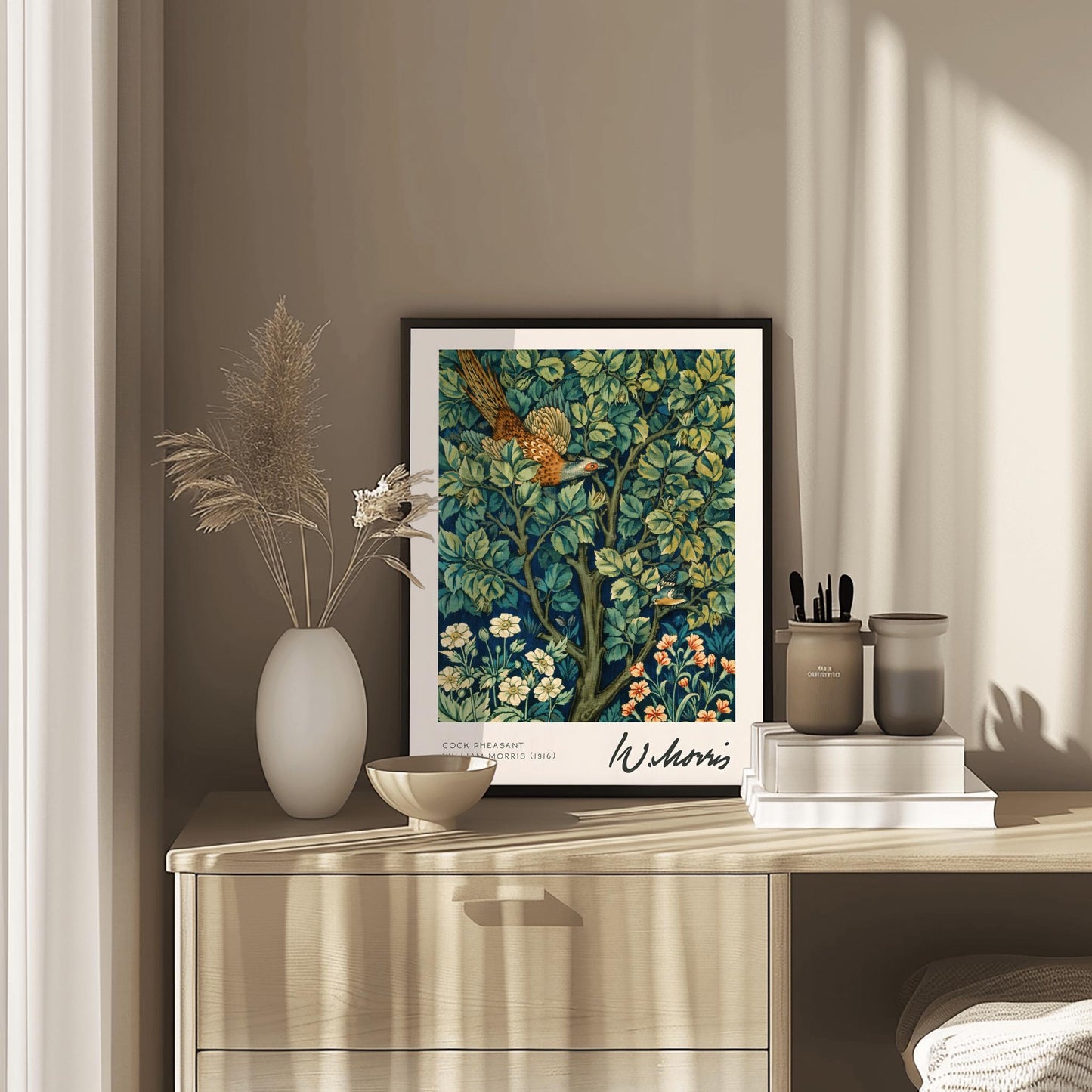 William Morris Print Vintage Pheasant Floral Wall Art Exhibition Print Textiles Home Decor