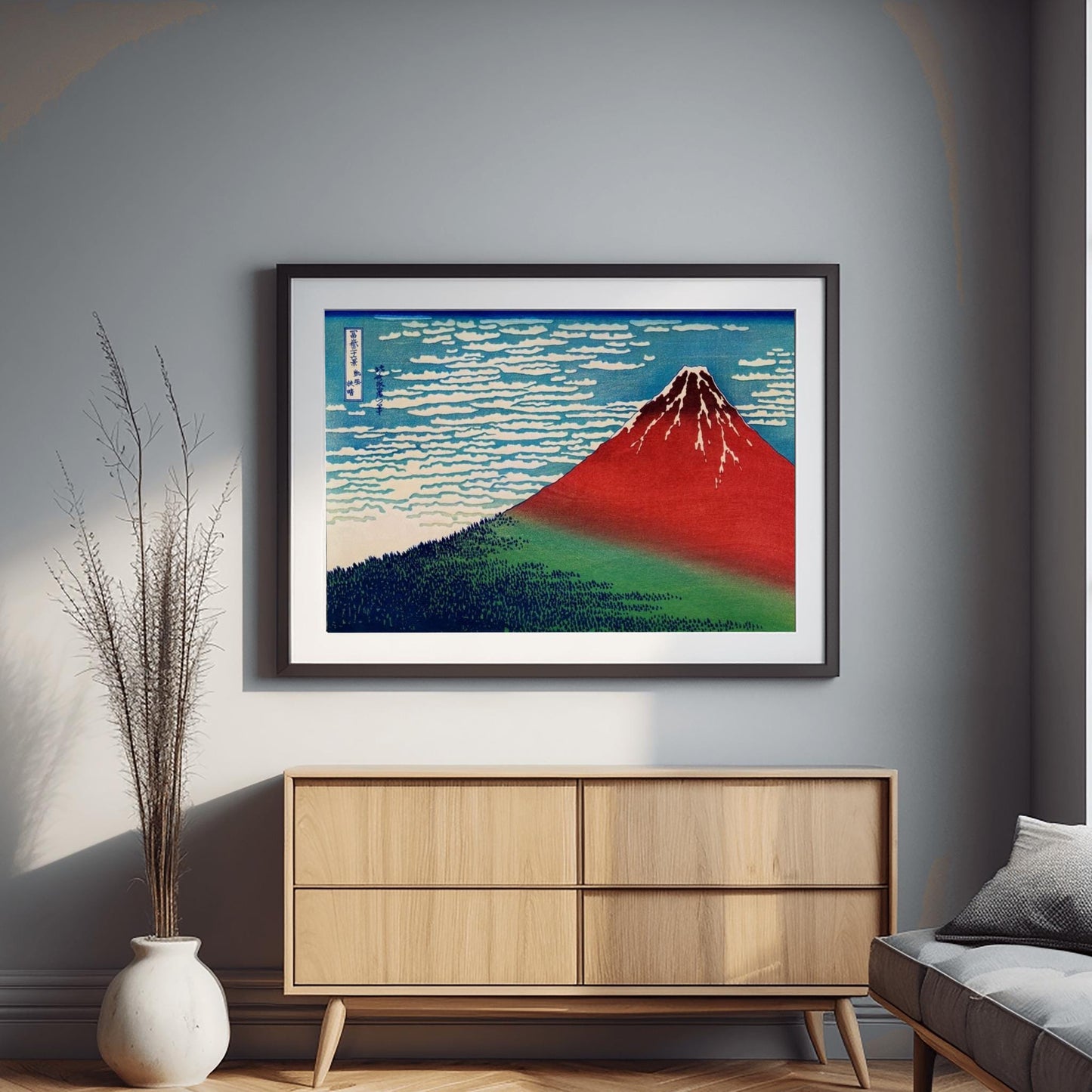 Katsushika Hokusai Red Fuji Print – Japanese Woodblock Mount Fuji Art, Ukiyo-e Landscape, Edo Period Decor