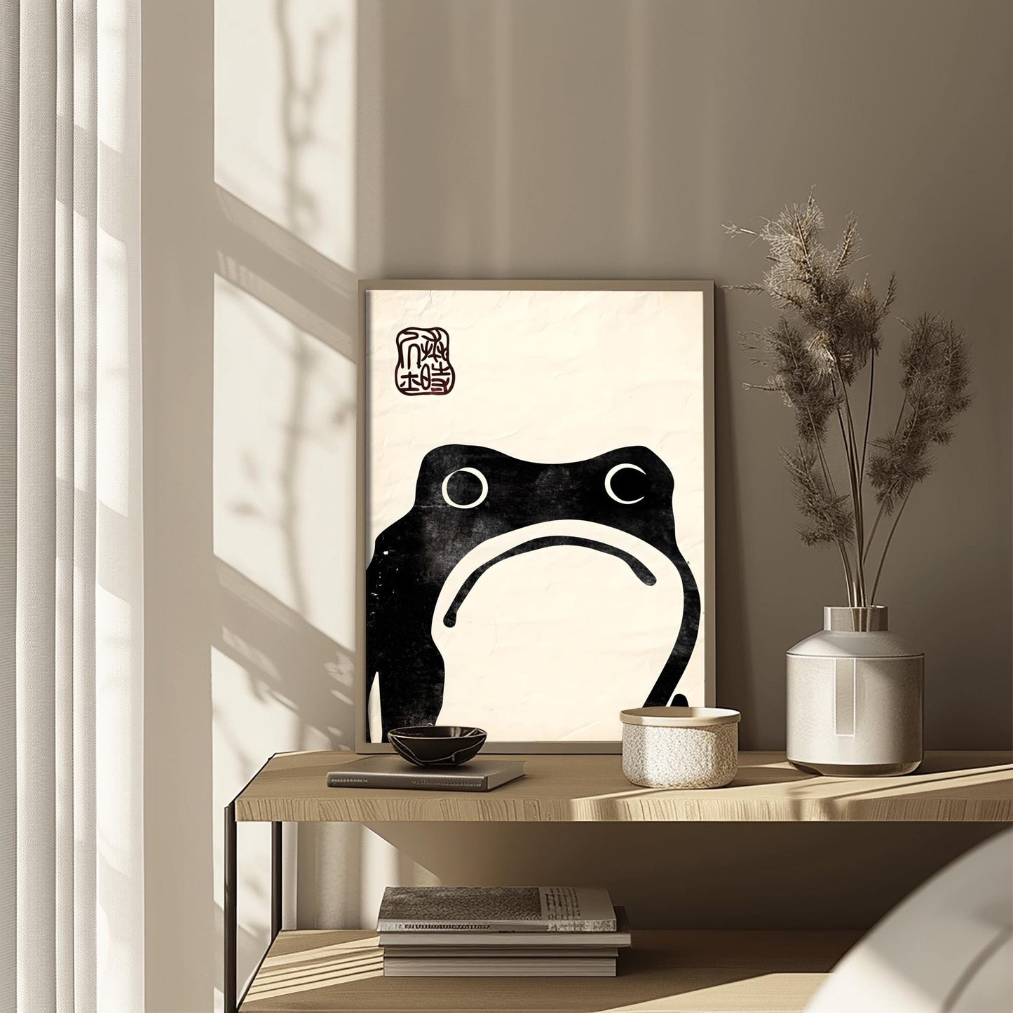 Matsumoto Hoji Zen Frog Print | Minimalist Japanese Sumi-e Art | Black Ink Frog Poster | Meditative Decor | Traditional Asian Wall Art