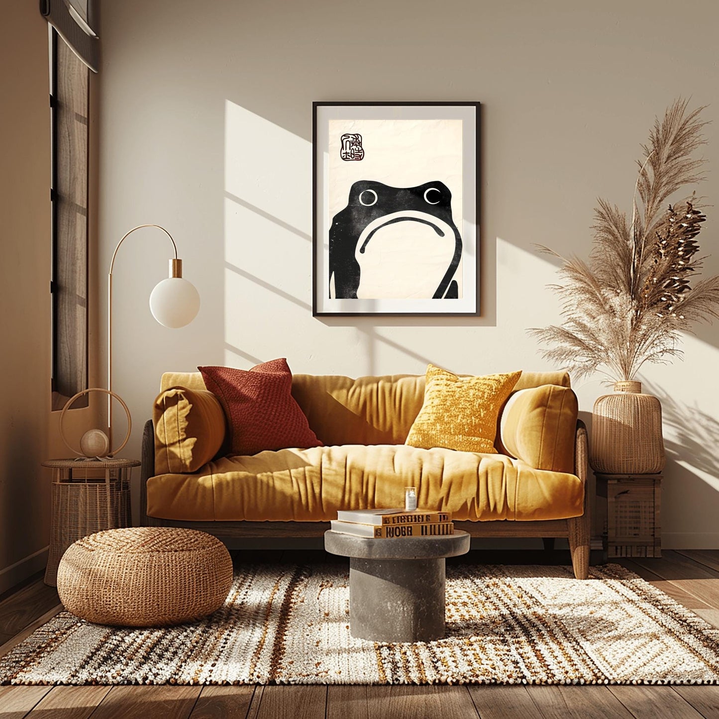 Matsumoto Hoji Zen Frog Print | Minimalist Japanese Sumi-e Art | Black Ink Frog Poster | Meditative Decor | Traditional Asian Wall Art