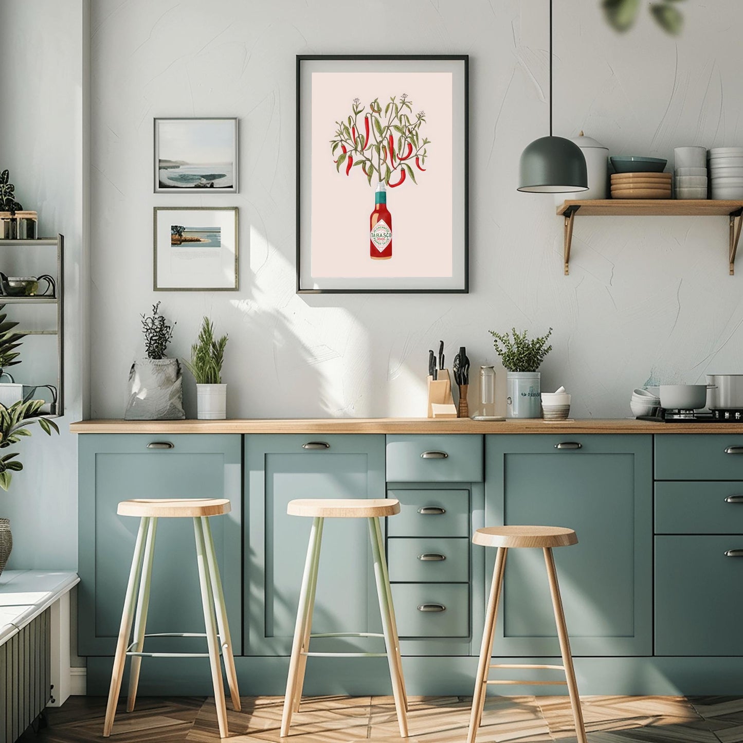 Tabasco Chili Plant Art Print | Unique Kitchen & Dining Decor | Botanical Illustration Poster | Foodie Gift | Spicy Hot Sauce Fan Art