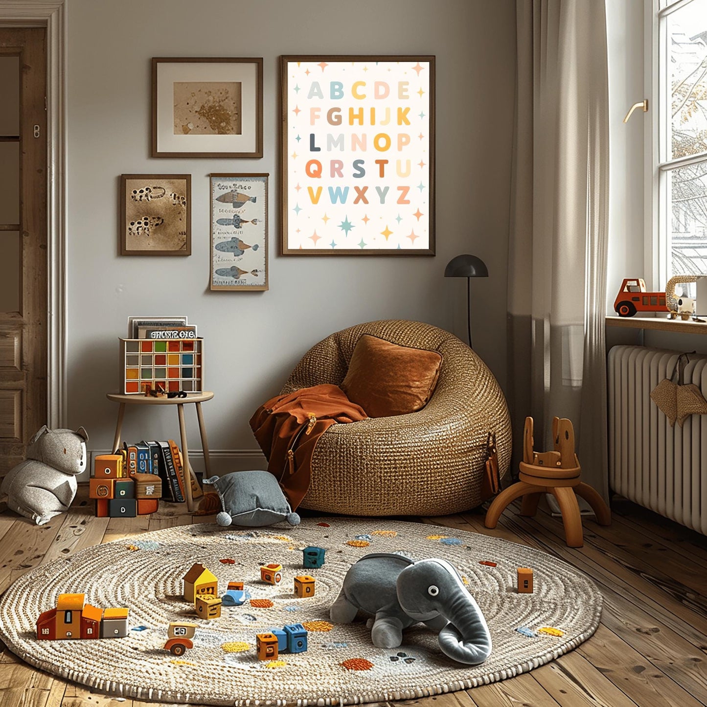 Kids Room Decor Alphabet Wall Art - Pastel ABC Educational Print for Nursery, Playroom, Baby Shower Gift, Gender Neutral Art
