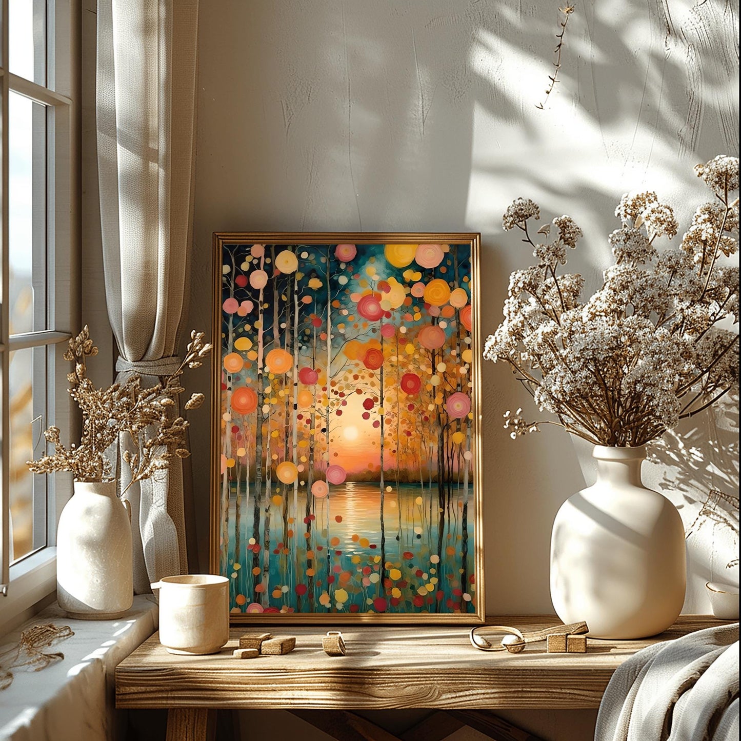 Gustav Klimt Print Trees and Sunlight Print Poster, Moon & Stars Tree Art, Premium Matte Paper, Klimt Exhibition Wall Decor, Fine Art Print