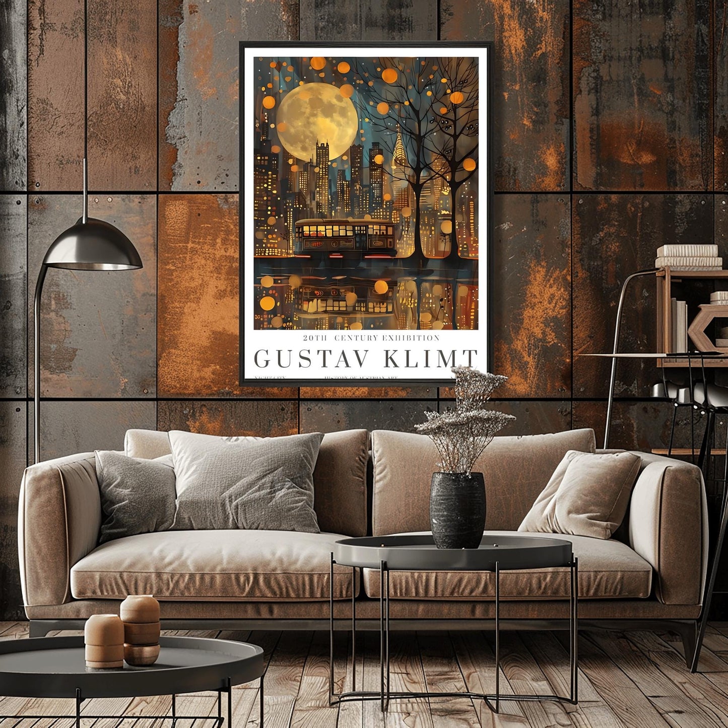 Gustav Klimt Moon Night Print - Klimt Museum & Exhibition Poster, Flower Garden Art, Classic Gustav Klimt Painting Wall Decor