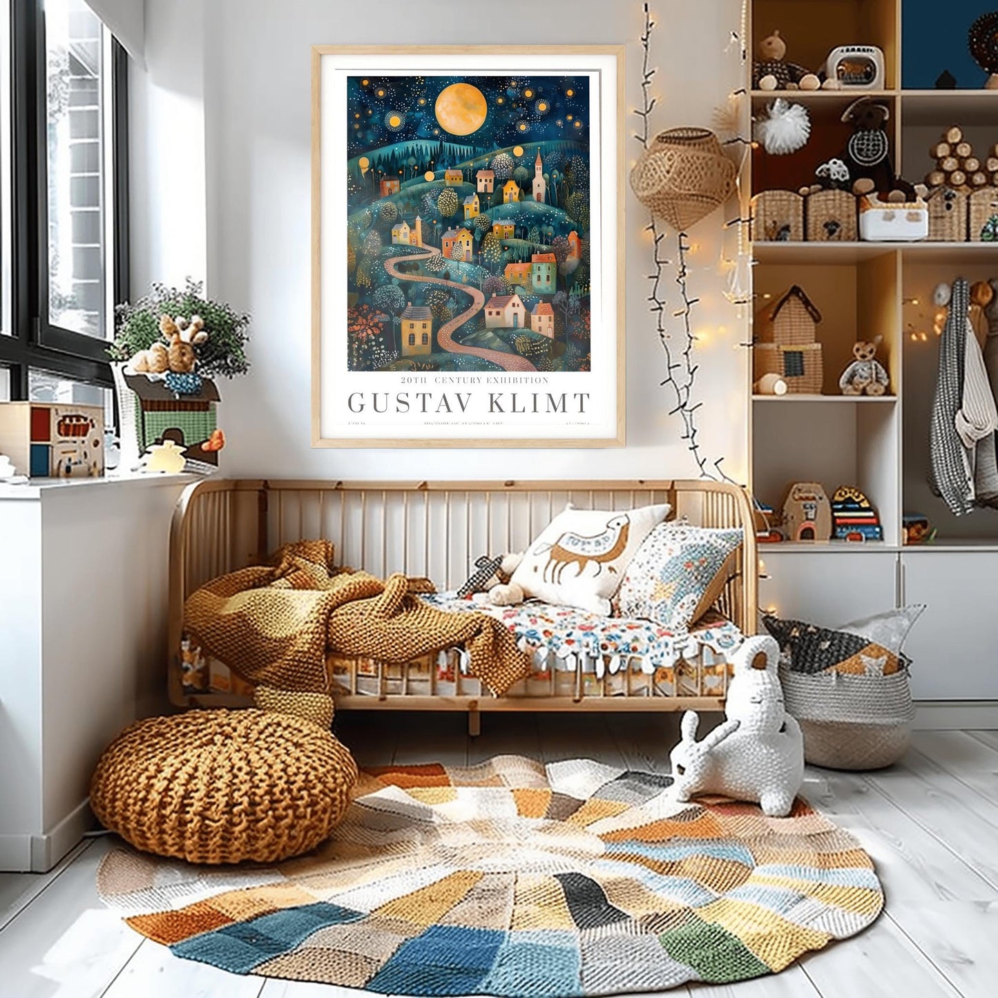 Gustav Klimt Moon Night Print - Klimt Museum & Exhibition Poster, Flower Garden Art Wall Decor