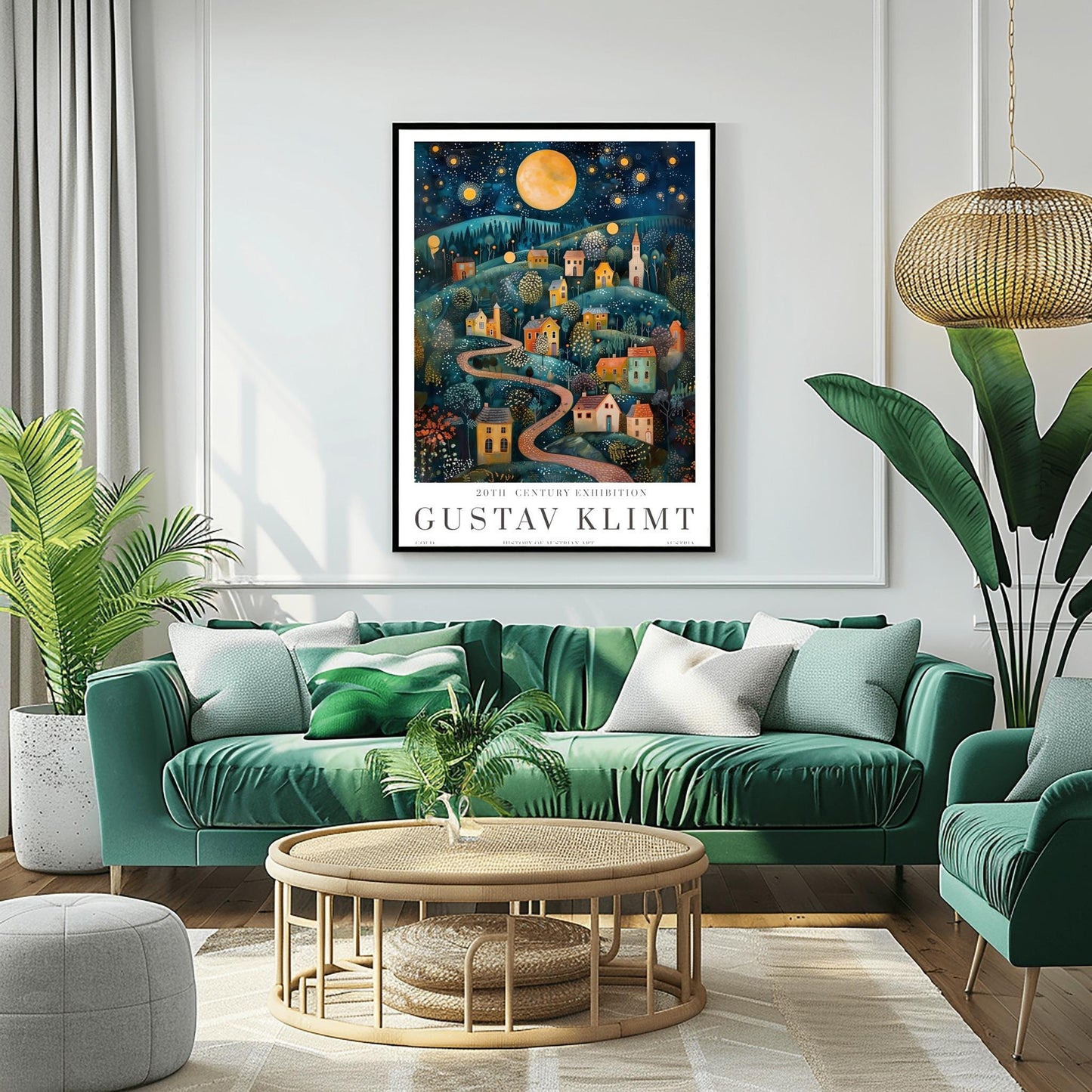 Gustav Klimt Moon Night Print - Klimt Museum & Exhibition Poster, Flower Garden Art Wall Decor