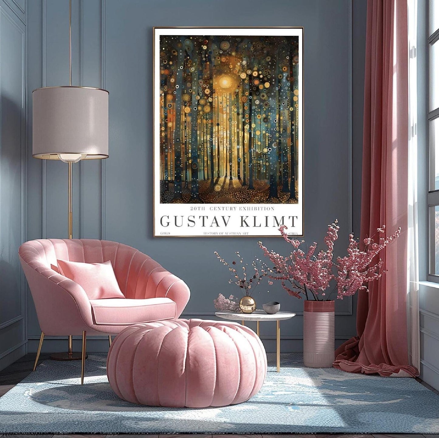 Gustav Klimt Poster Set of 3 – Art Nouveau Forest Prints, Golden Tree Wall Art, Earth Tone Gallery Wall Decor, Physical Posters for Rooms