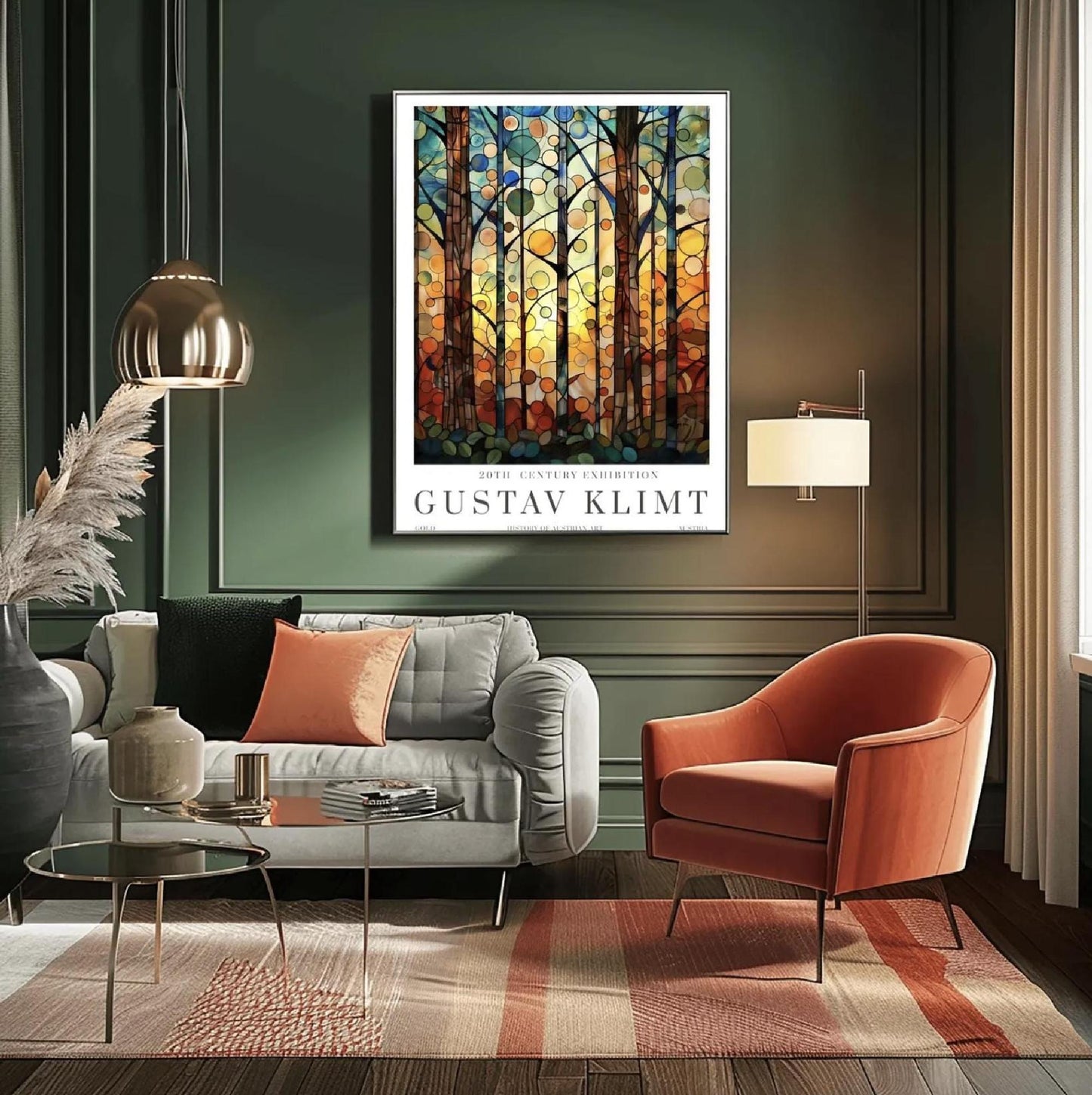 Gustav Klimt Poster Set of 3 – Art Nouveau Forest Prints, Golden Tree Wall Art, Earth Tone Gallery Wall Decor, Physical Posters for Rooms