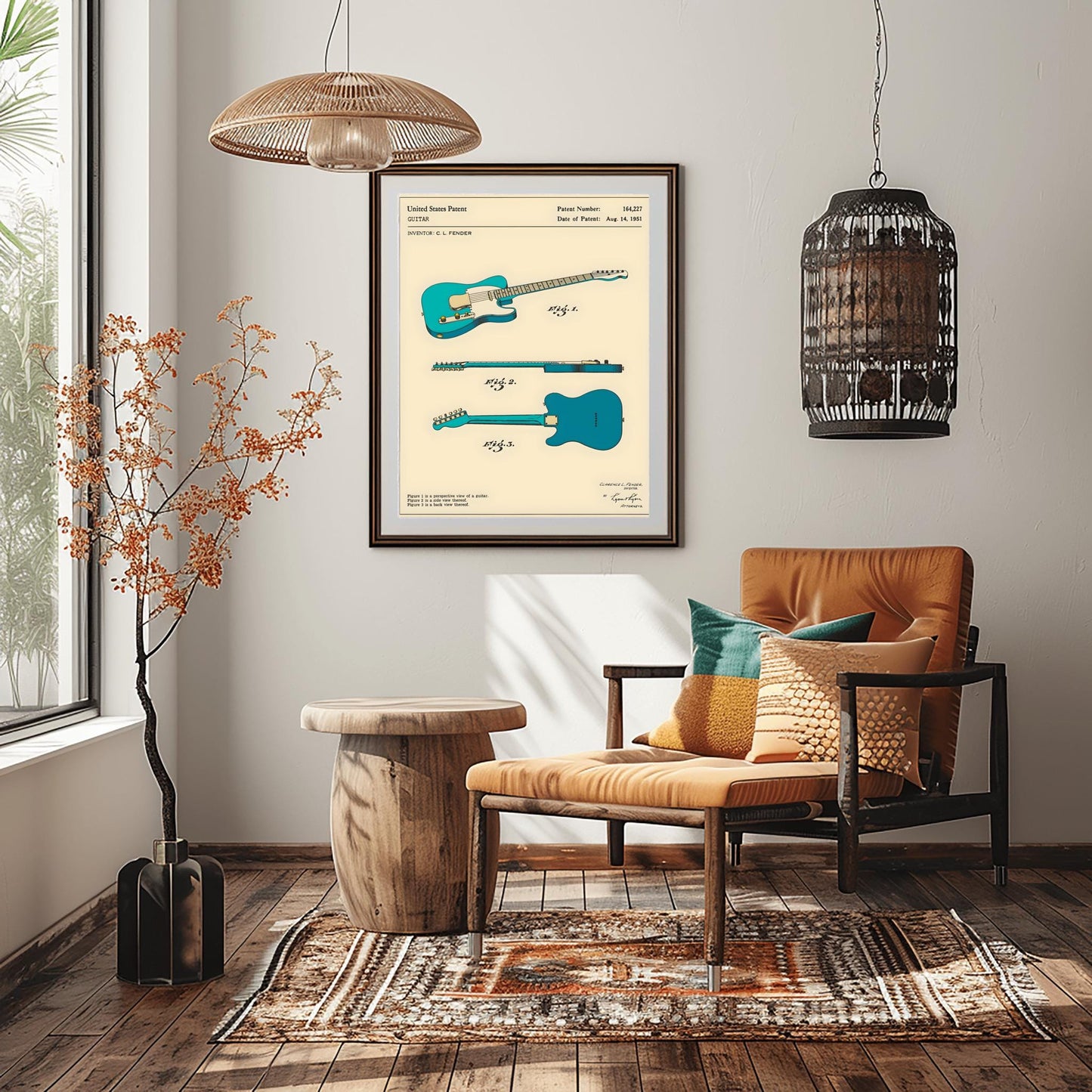 Fender Guitar Art Patent Print – 1951 Electric Guitar Blueprint, Music Room Decor, Gift for Guitarist, Studio Wall Art