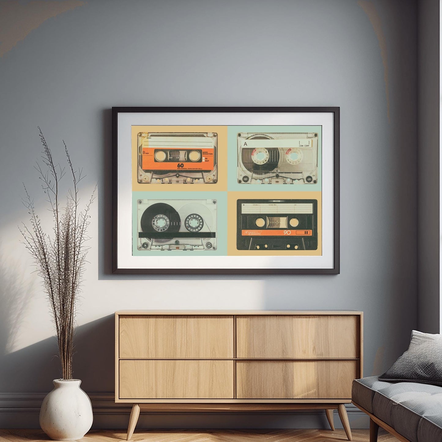 Retro Cassette Tape Art 80s Music Print Nostalgia Decor - Old School Tech