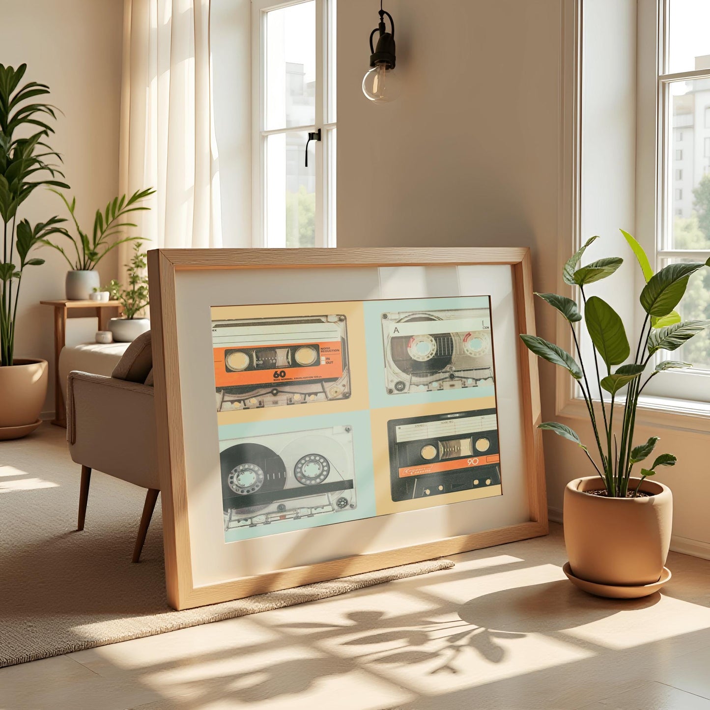 Retro Cassette Tape Art 80s Music Print Nostalgia Decor - Old School Tech