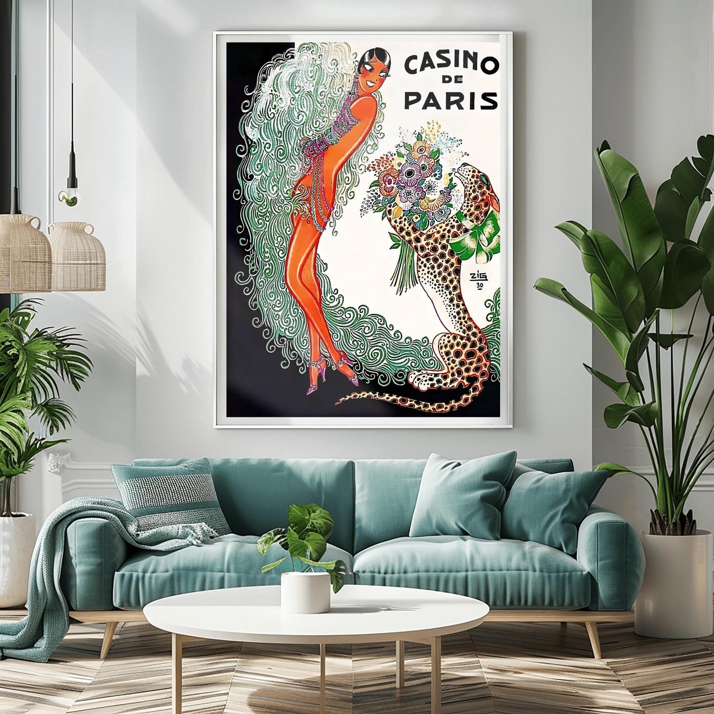 Vibrant Art Deco Casino de Paris Poster | Vintage French Cabaret Print | Retro Dancer & Cheetah Art | 1920s Glamour Wall Decor | Paris Lover