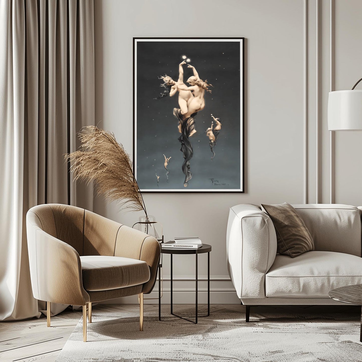 Falguière The Stars Poster | Celestial Nude Art Print | 1881 Academic Painting | Mythological Gallery Wall Decor | Ethereal Figurative Art