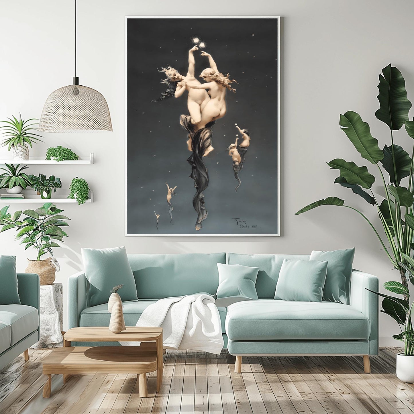 Falguière The Stars Poster | Celestial Nude Art Print | 1881 Academic Painting | Mythological Gallery Wall Decor | Ethereal Figurative Art
