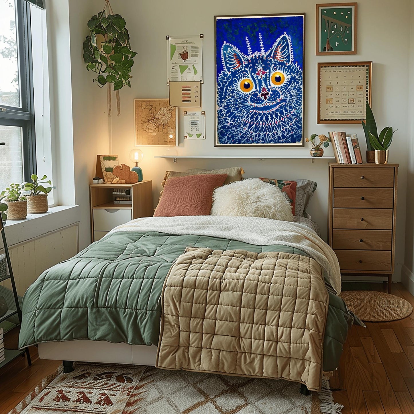 Louis Wain Cat Art Poster – Psychedelic Cat Wall Decor, Trippy Feline Artwork, Outsider Art Print for Cat Lovers & Art Collectors