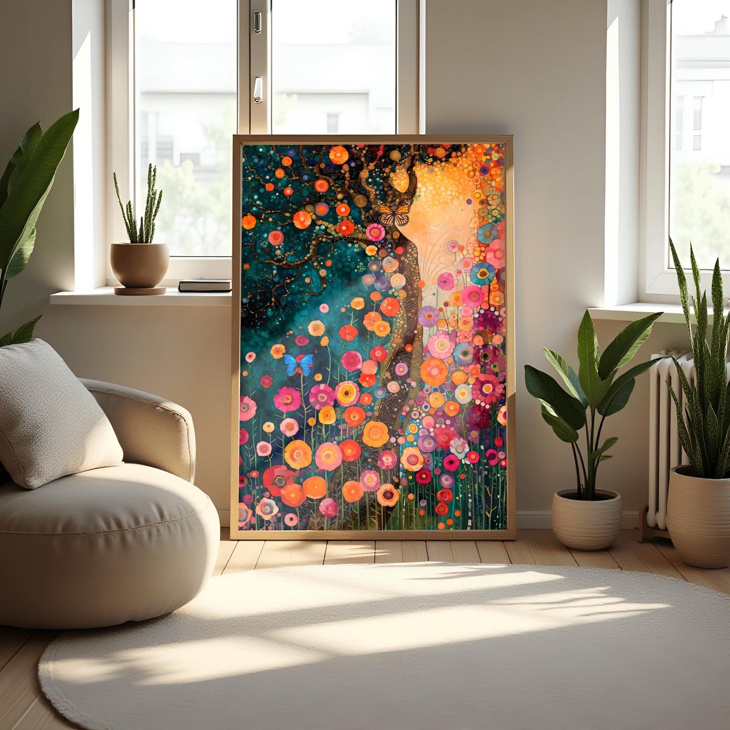 Gustav Klimt Print Flower Garden Poster - Klimt Museum & Exhibition Art, Flower Market Painting Wall Decor, Vibrant Meadow, Garden Poster