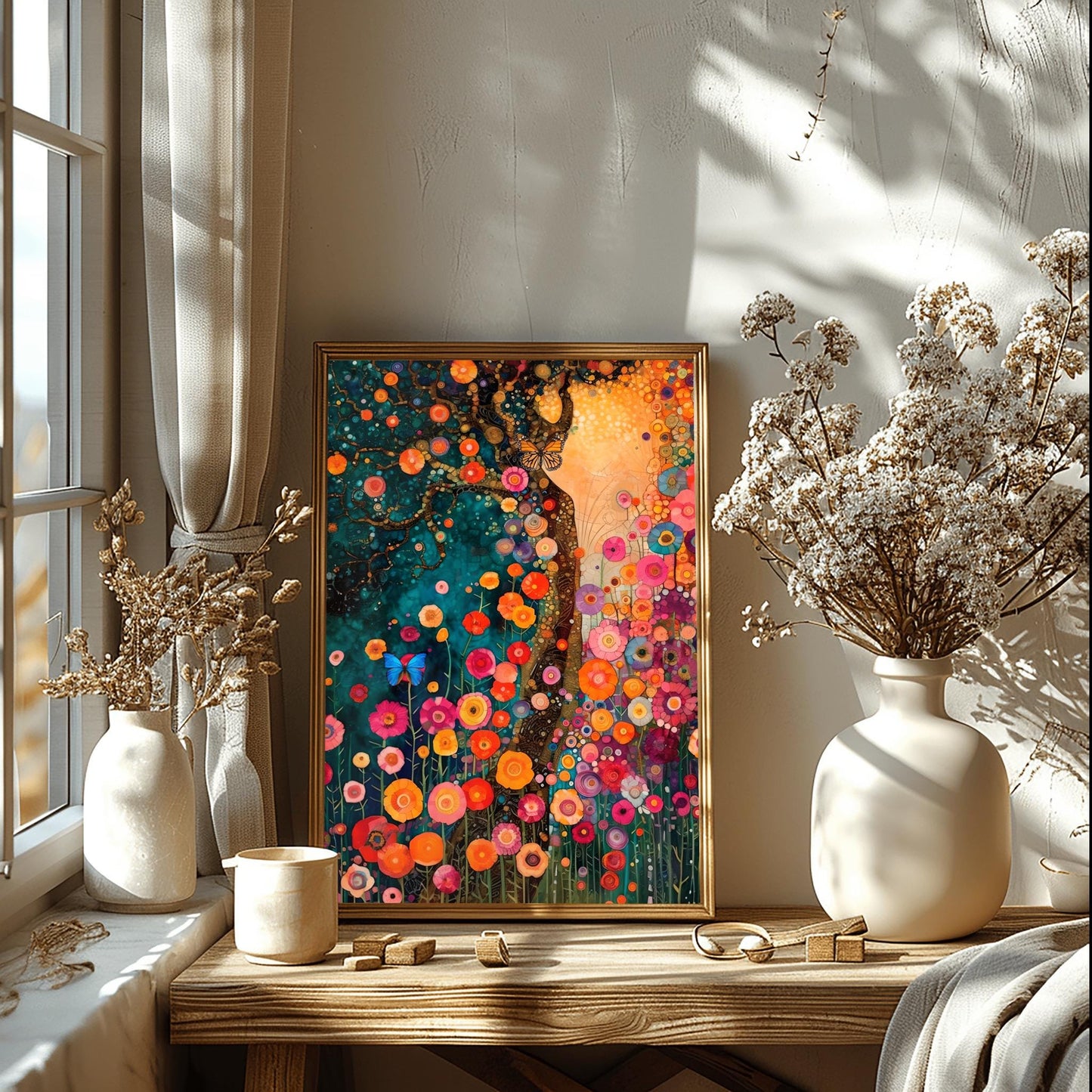 Gustav Klimt Print Flower Garden Poster - Klimt Museum & Exhibition Art, Flower Market Painting Wall Decor, Vibrant Meadow, Garden Poster