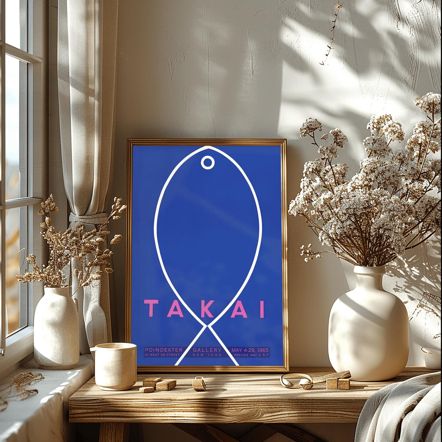 Minimalist Fishbone Art Print | Abstract Fish Poster | Takai Exhibition Gallery Wall Art | Mid-Century Modern Design | Nautical Decor