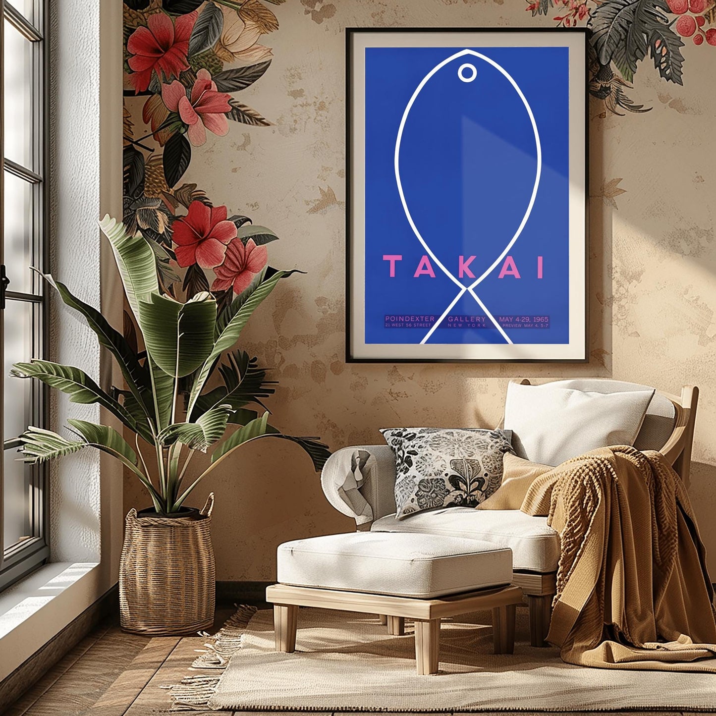 Minimalist Fishbone Art Print | Abstract Fish Poster | Takai Exhibition Gallery Wall Art | Mid-Century Modern Design | Nautical Decor