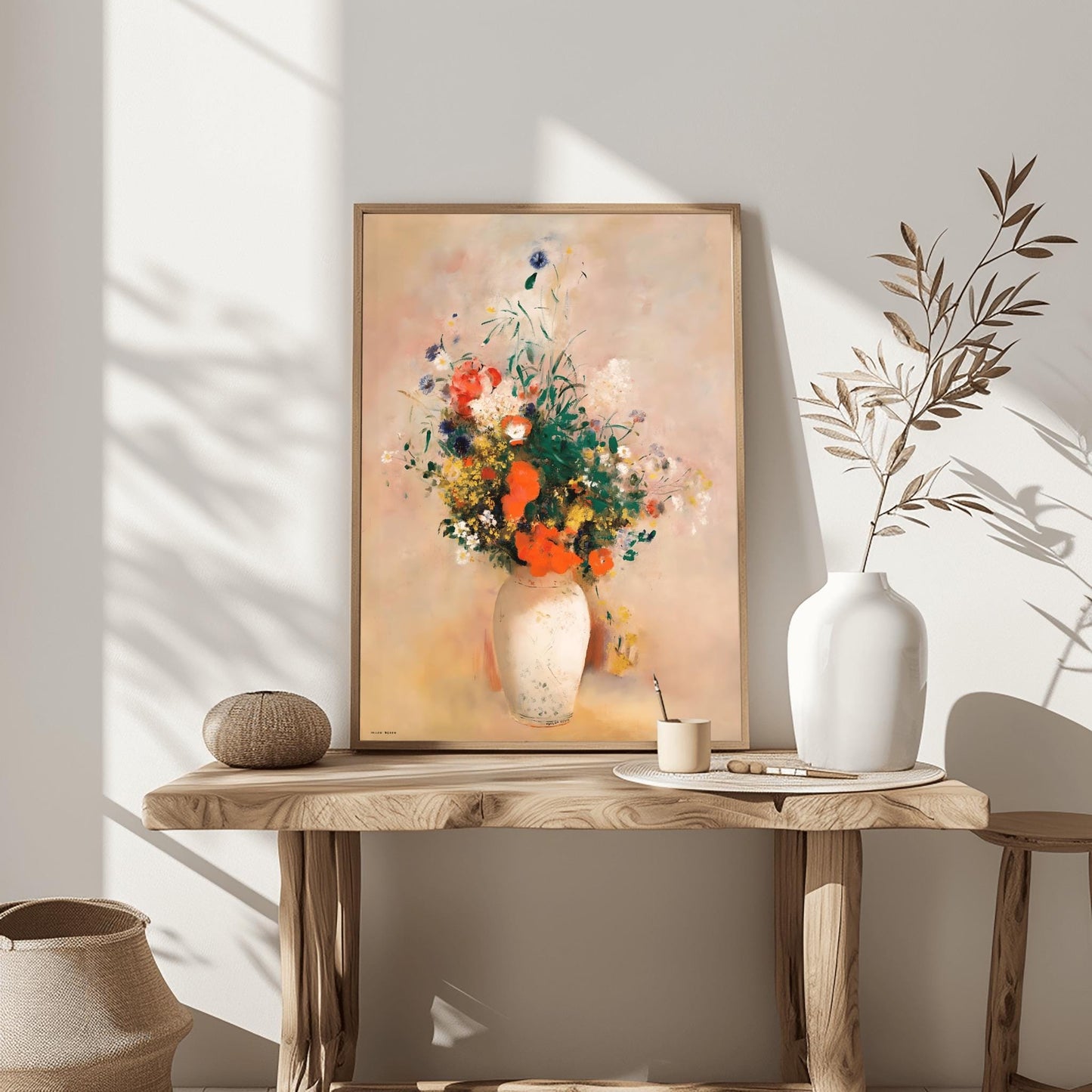Renoir Impressionist Floral Print | Vibrant Flower Bouquet Art | Ceramic Vase Painting | Classic Home Decor Gift | Fine Art Reproduction