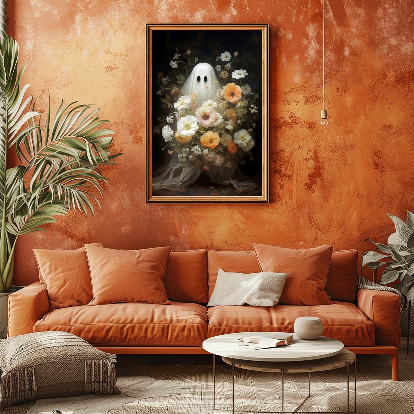 Whimsical Ghost Floral Print | Haunted Bouquet Art | Halloween Garden Decor | Spooky Cute Poster | Unique Ghostly Bloom | Enchanted Eerie